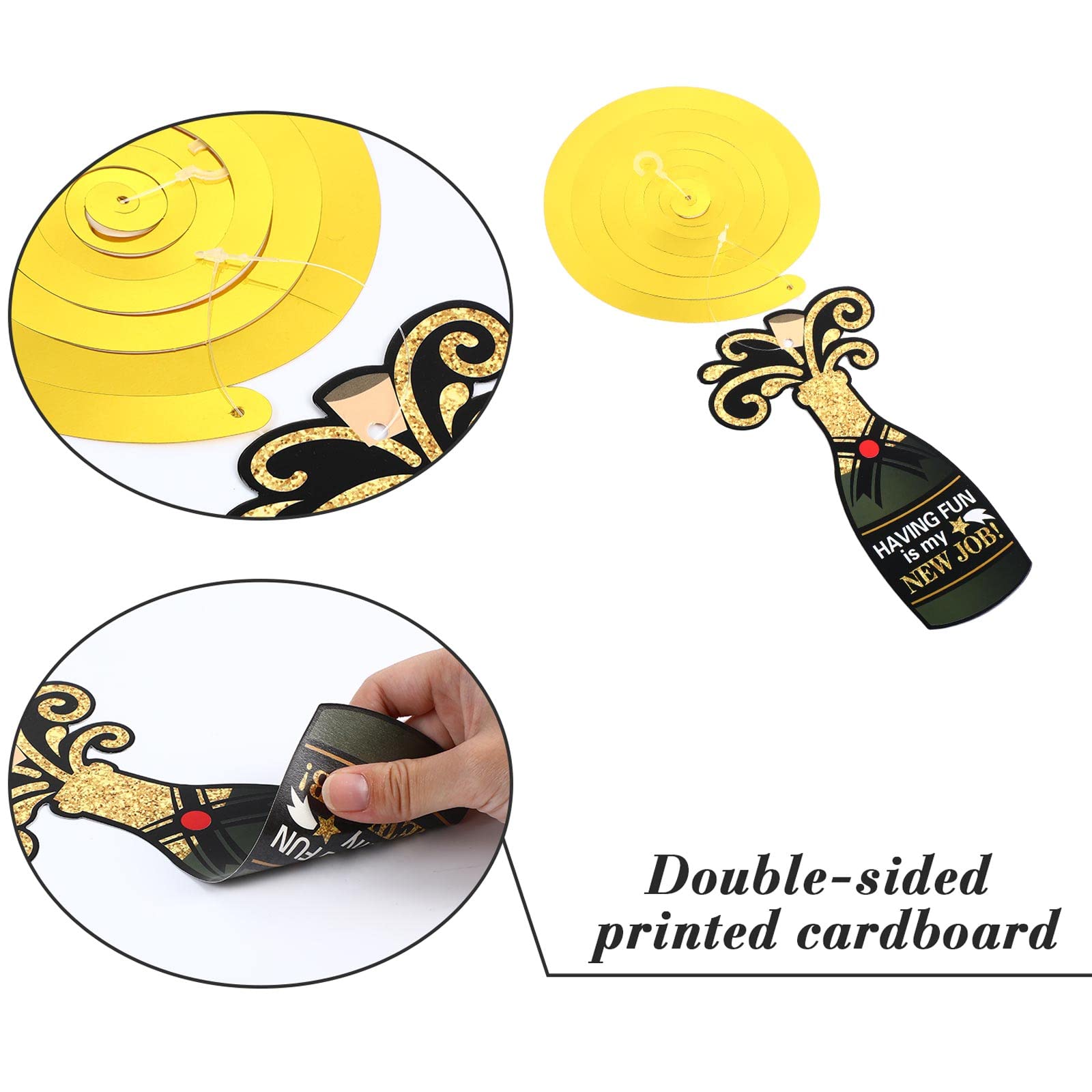 Blulu 30-Piece Black & Gold Retirement Party Decorations Set - Hanging Swirls for Retirement Celebrations (Men & Women) - Perfect for Office Farewell Parties, Retirement Home Decor & 2025 Milestone Events