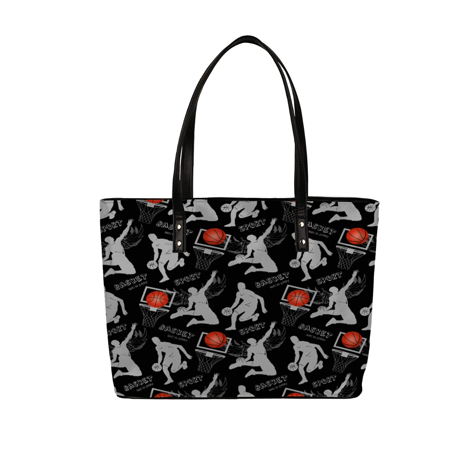 Premium PU Leather Tote Bag for Women - Waterproof Large Capacity Shoulder Handbag - Perfect for Basketball Players, School, Work, Shopping & Gifts | Durable Everyday Purse for Commuting, Travel & Office Use