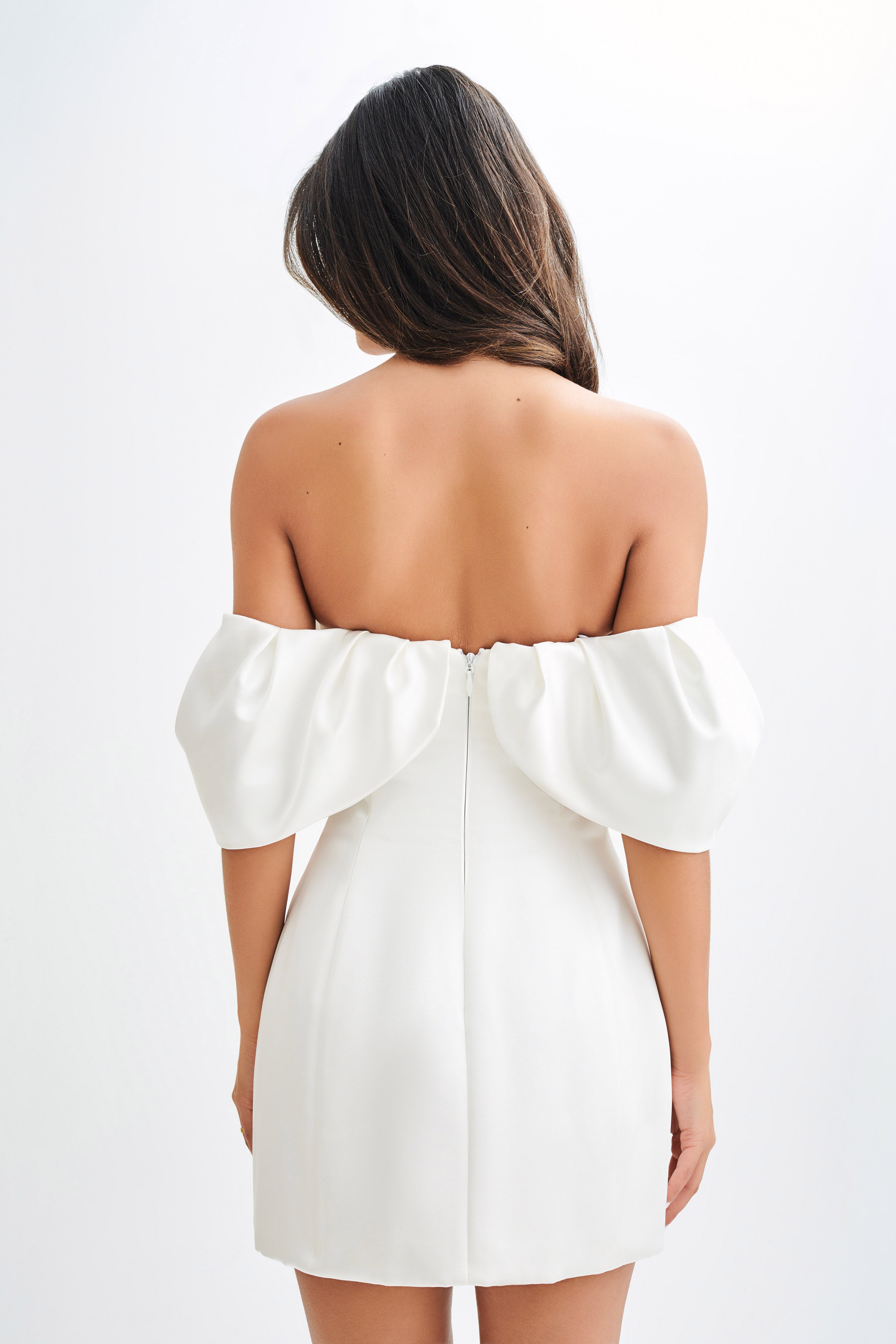 Portia Off Shoulder Satin Corset Dress - Elegant White Corset Top for Women | Perfect for Evening Parties, Weddings & Date Nights