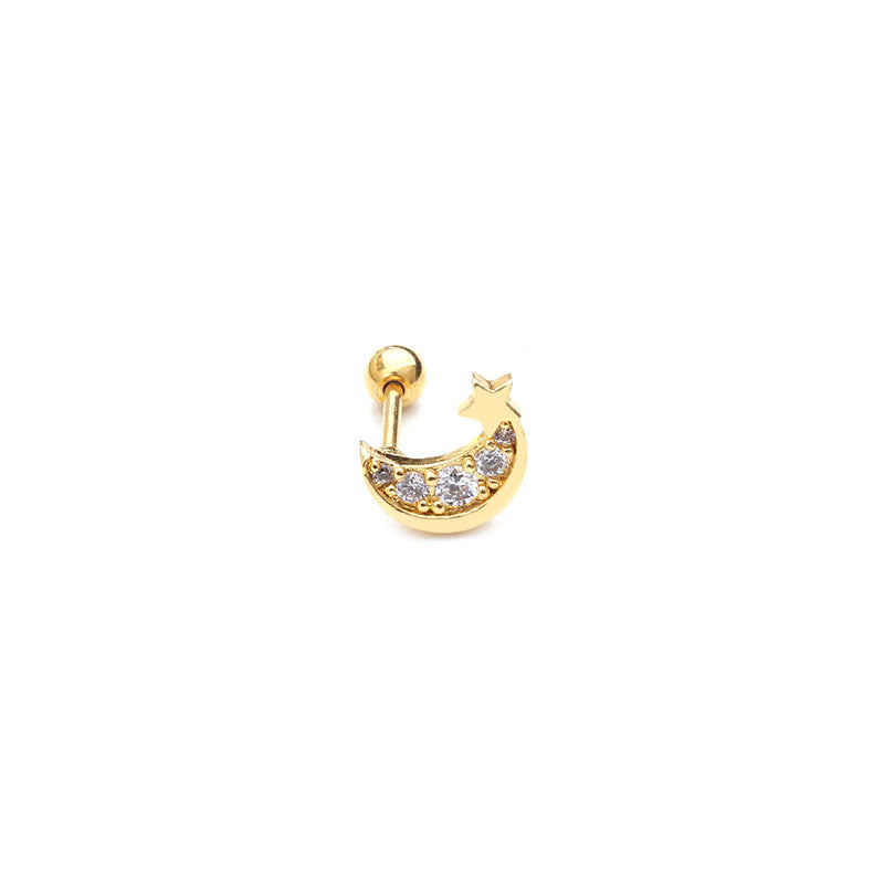 20G Cartilage Tiny Stud Earrings - Moon and Star Earrings for Women | HSPJ1943 | Perfect for Daily Wear, Parties & Gifts