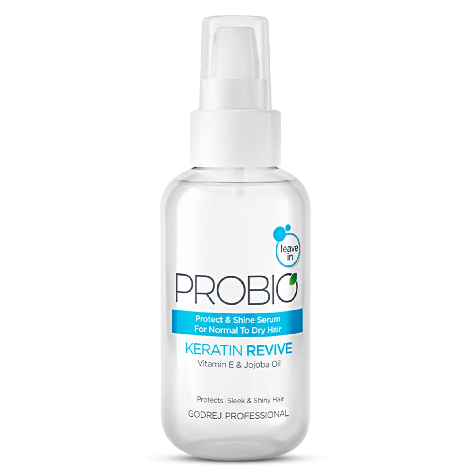 Godrej Professional Probio Keratin Revive Shine Serum (3.7oz) - Sulfate Free, Paraben Free, SLS Free Hair Treatment with Jojoba Oil & UV Protection - For Damaged, Frizzy Hair - Salon Quality at Home