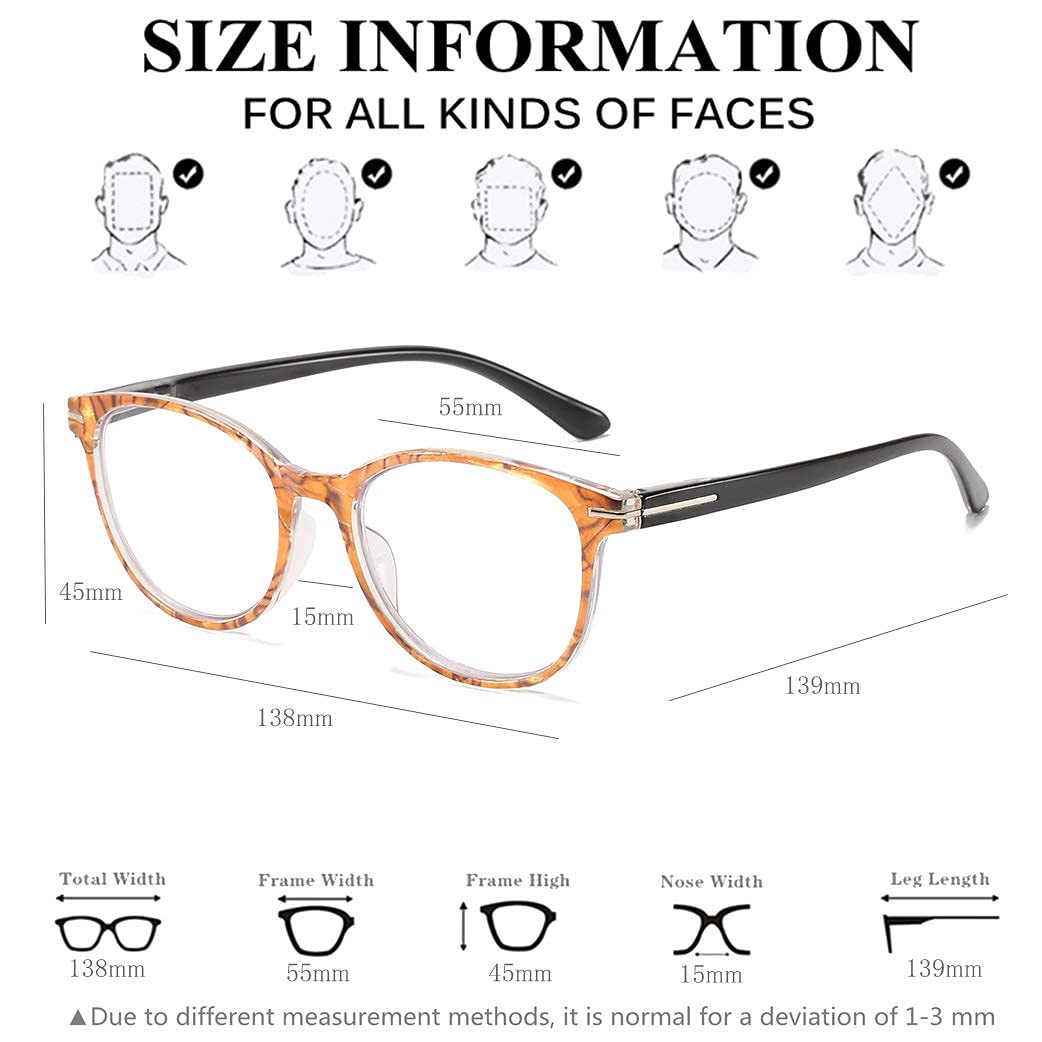 Blue Light Blocking Reading Glasses for Women - Anti Glare Spring Hinge Round Floral Print Eyewear | Perfect for Computer Work, Reading & Screen Time