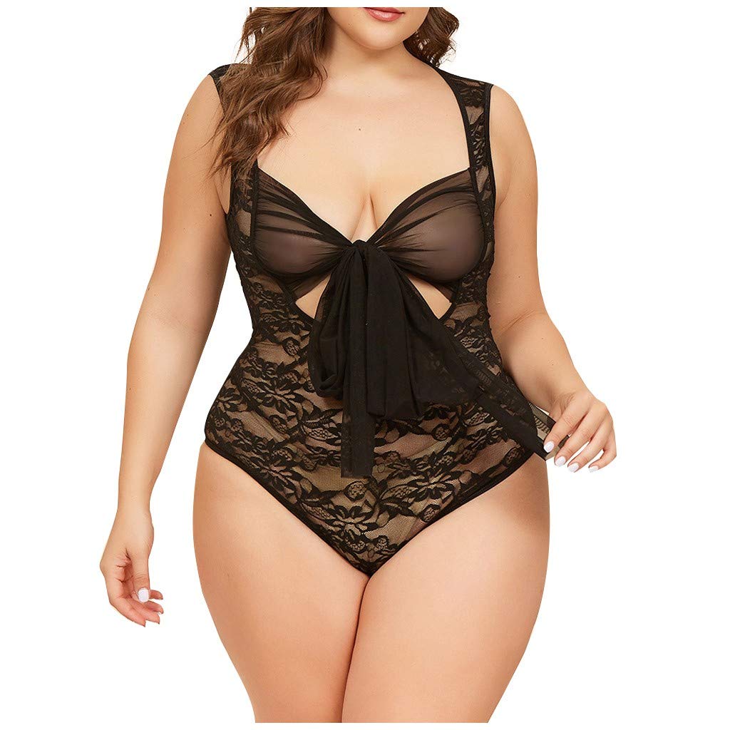 Sexy Lace Jumpsuit Lingerie for Women - Elegant Bowknot Bodysuit with Stitching Details | Perfect for Sleepwear, Intimate Moments & Boudoir Photography
