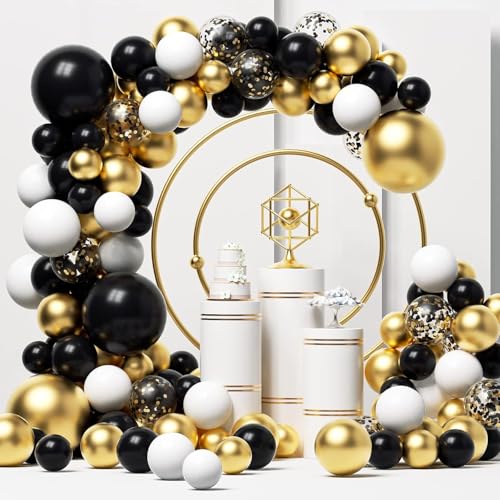 Black and Gold and White Balloons