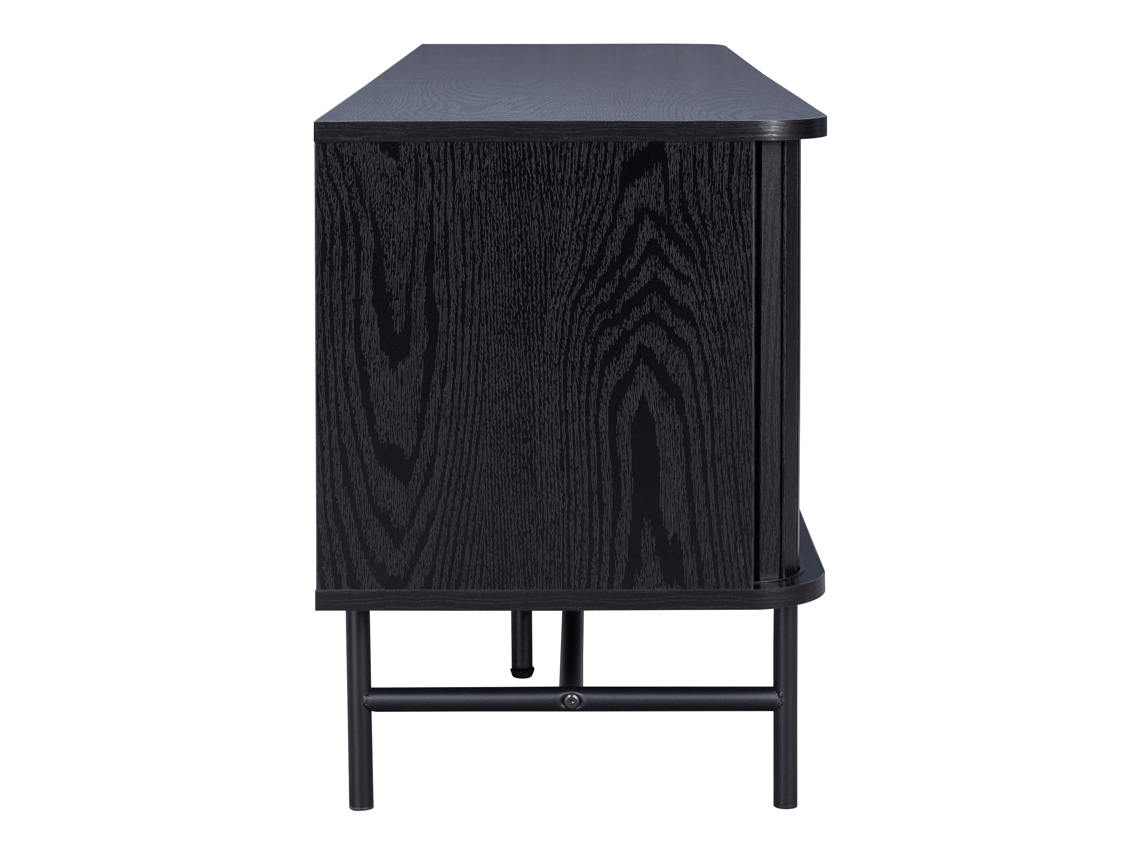 Modern Curved TV Stand for 75 Inch TVs - Sturdy Media Console with Storage Shelves - Perfect for Living Room, Bedroom & Home Theater Setup