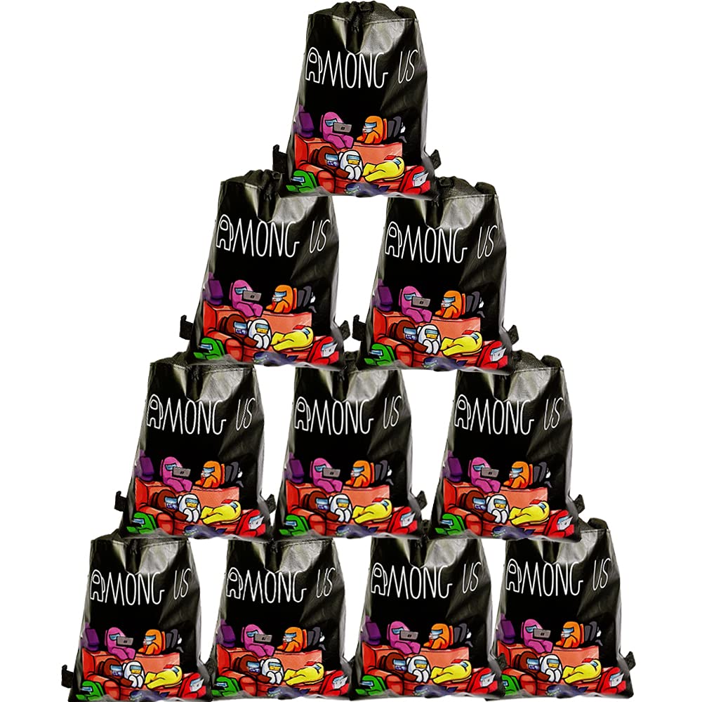 12 Pack Among Us Drawstring Bags - Party Favors, Backpacks & Gift Bags for Kids, Girls, Birthday Parties & Baby Showers | Perfect for Cosplay, School Events & Themed Celebrations