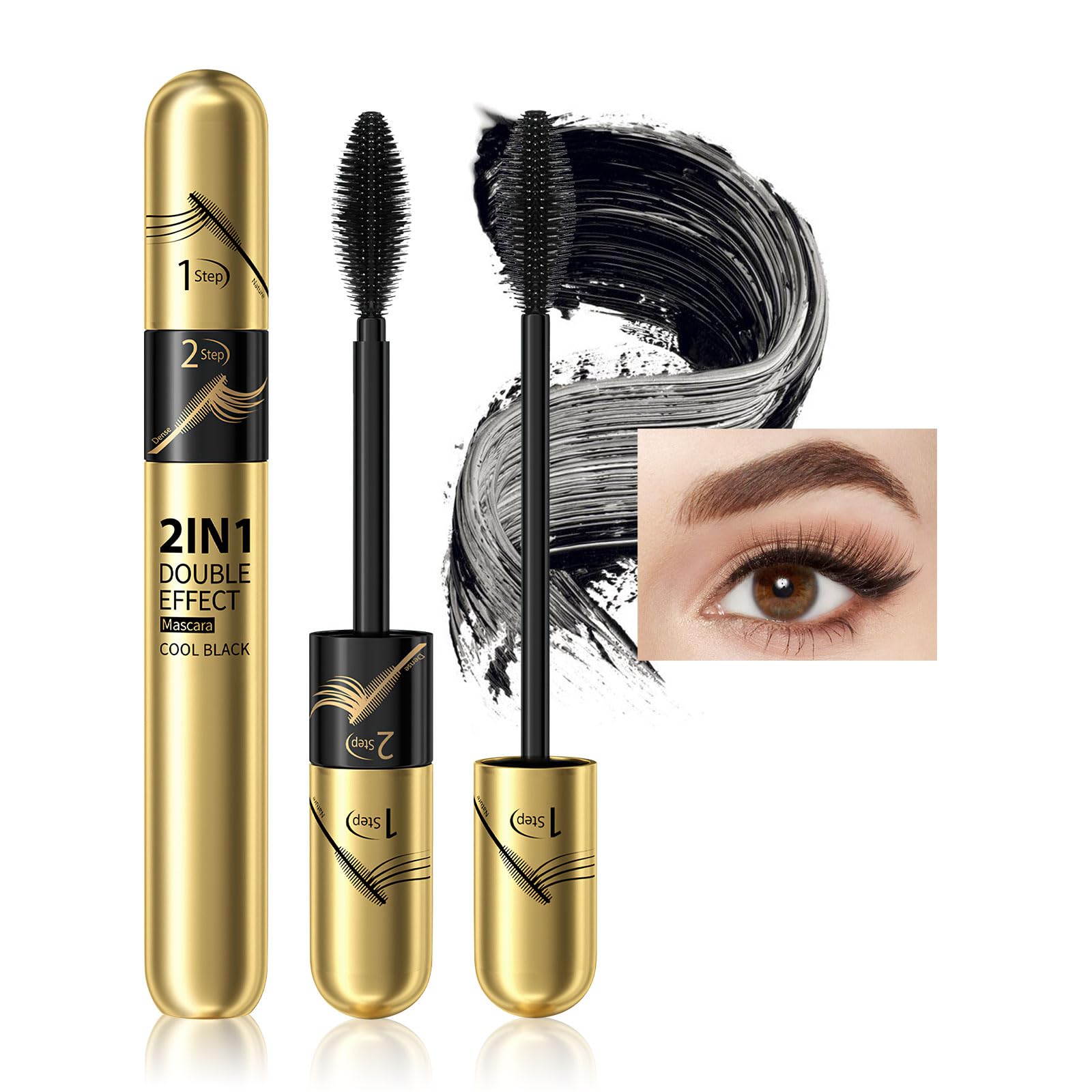 Waterproof Volumizing & Lengthening Black Liquid Mascara - Lash Extensions for Curling Eyelashes, Fast Drying & Exquisitely Full Lashes - Perfect for Everyday Wear, Date Night & Special Occasions