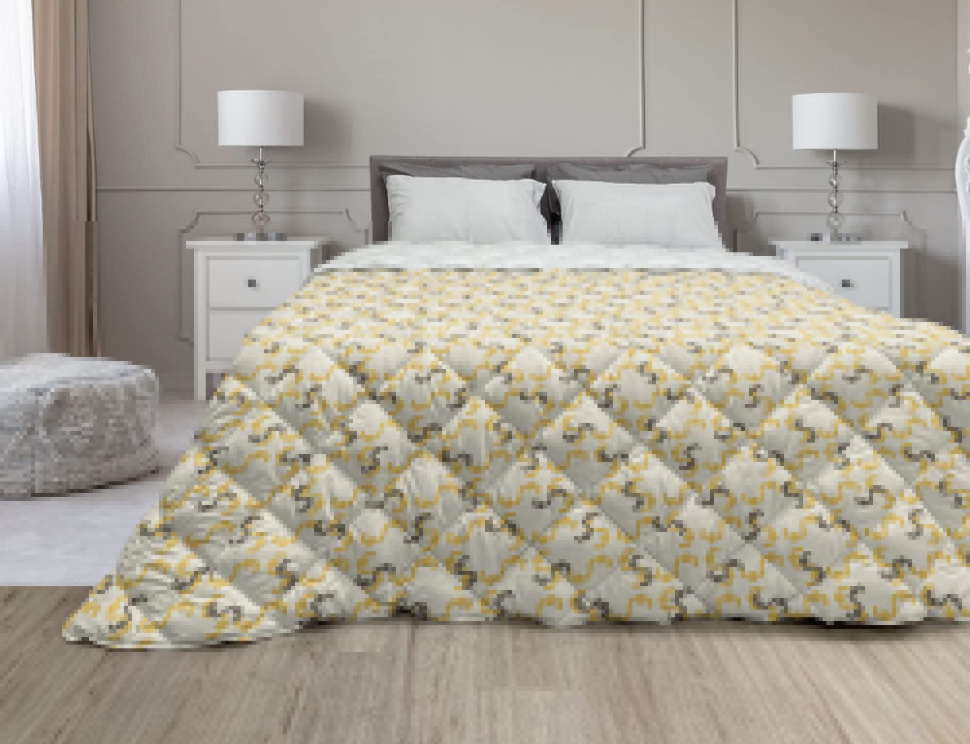 Ambesonne Abstract Down Alternative Comforter - King Size, Mustard Taupe & Eggshell, Retro Geometric Circular Pattern, All-Season Microfiber Quilt for Bedroom Decor | Perfect for Modern, Vintage, or Bohemian Style Homes
