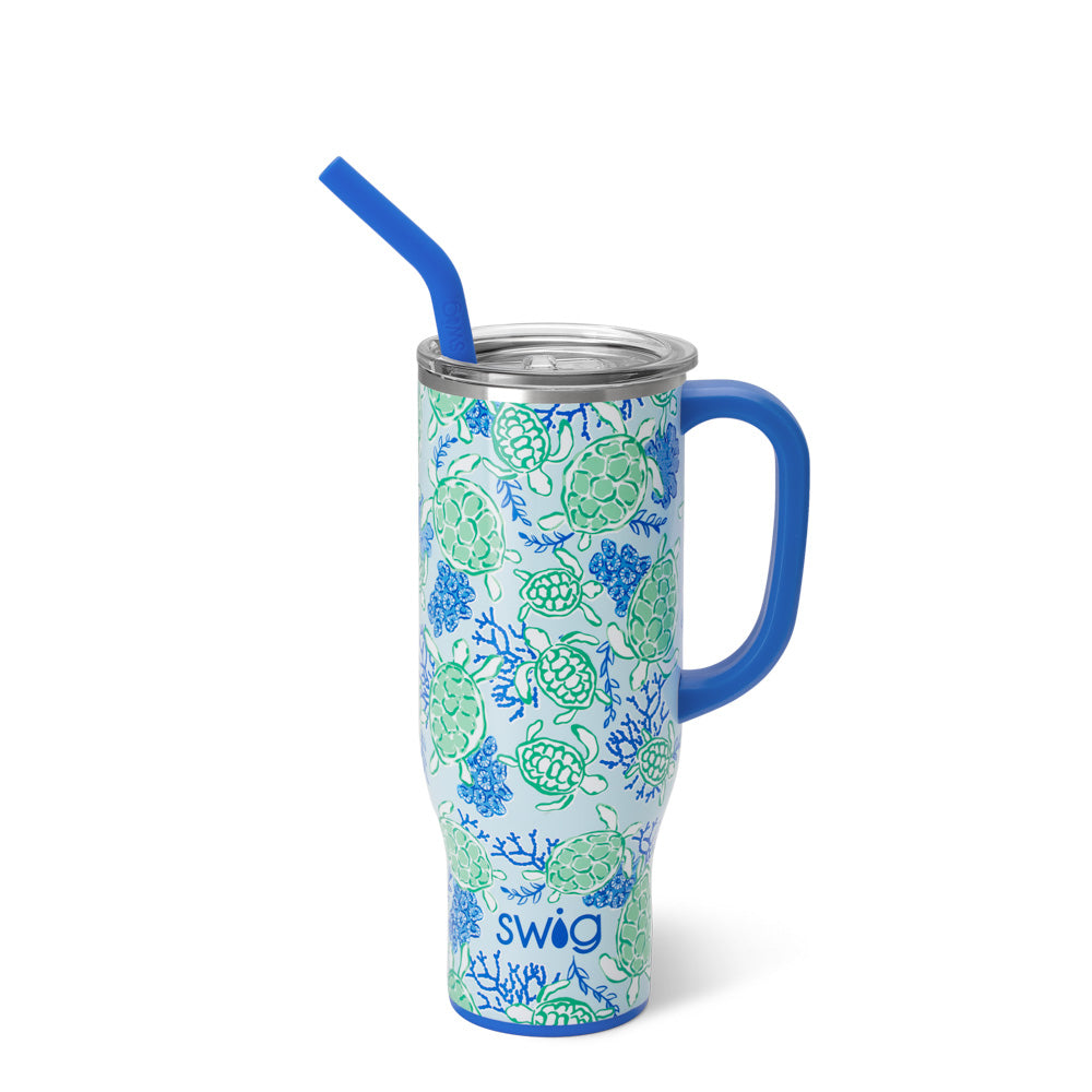Shell Yeah Mega Mug 30oz - Large Insulated Tumbler with Lid & Straw - Perfect for Coffee, Tea & Cold Drinks at Home, Office or Travel