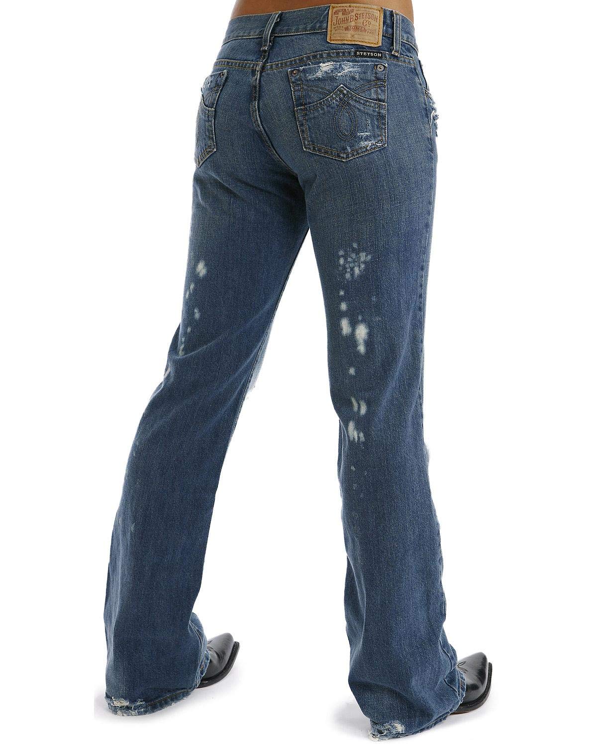 Stetson Women's 816 Fit Distressed Bootcut Jeans - Comfortable Stretch Denim Pants for Casual Wear & Everyday Outfits