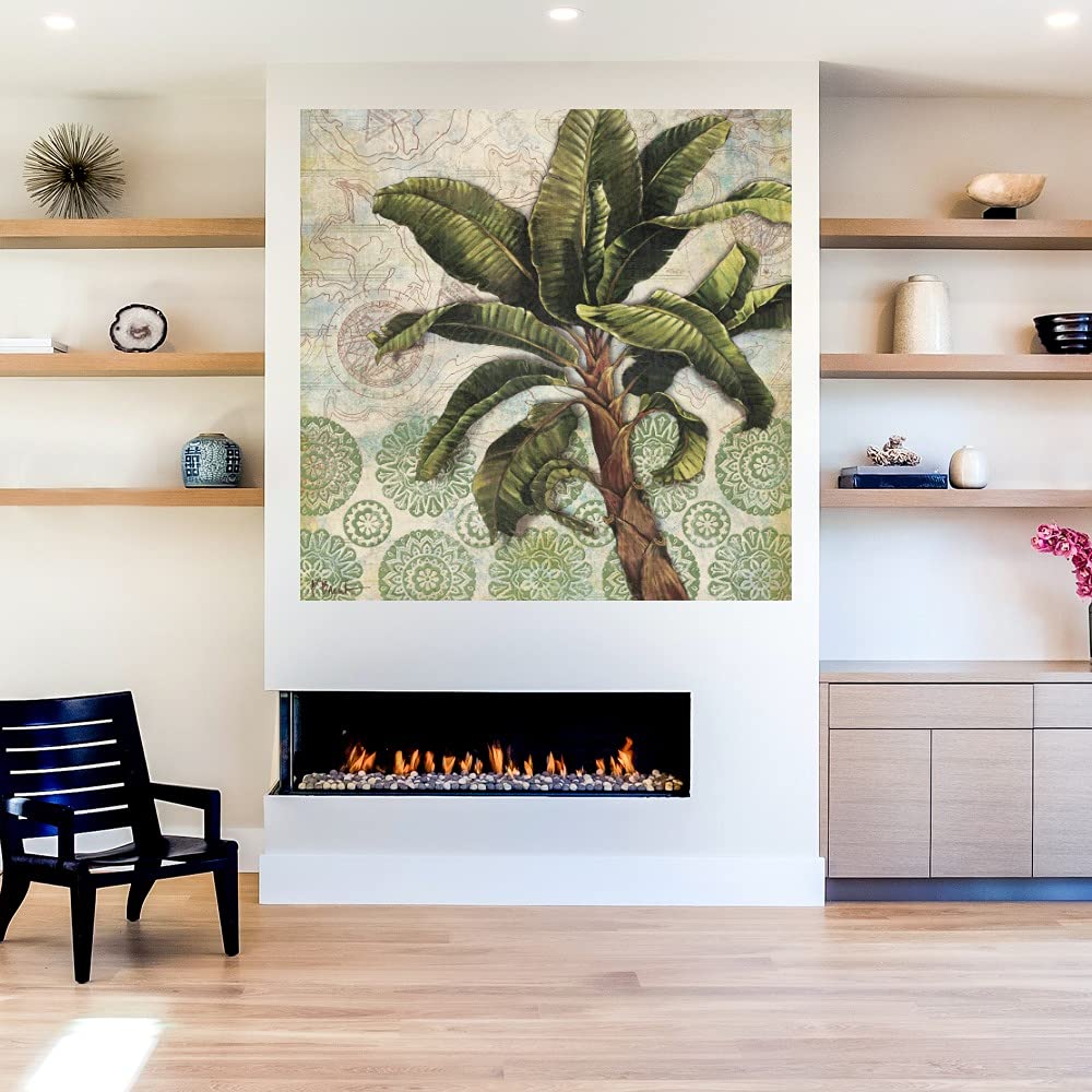 Paul Brent Delray Palm IV Fine Art Canvas Wall Decor - 22x22 Inches Ready to Hang - Perfect for Living Room, Bedroom, Bathroom, Kitchen, Office, Bar & Dining Room - Tropical Beach Theme Home Decor