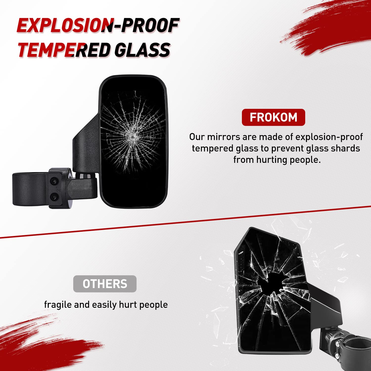 Frokom Universal UTV Side Mirrors for 1.6