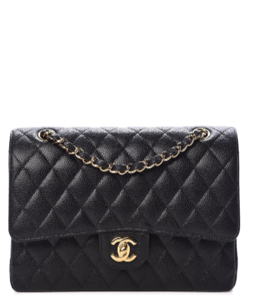 Chanel Medium Classic Flap Bag Black Caviar Leather - Luxury Designer Handbag for Women | Perfect for Work, Evening Events & Everyday Use