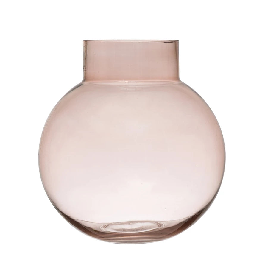 Elegant Rose Colored Glass Vase for Home Decor - Perfect for Floral Arrangements, Wedding Centerpieces & Tabletop Decorations