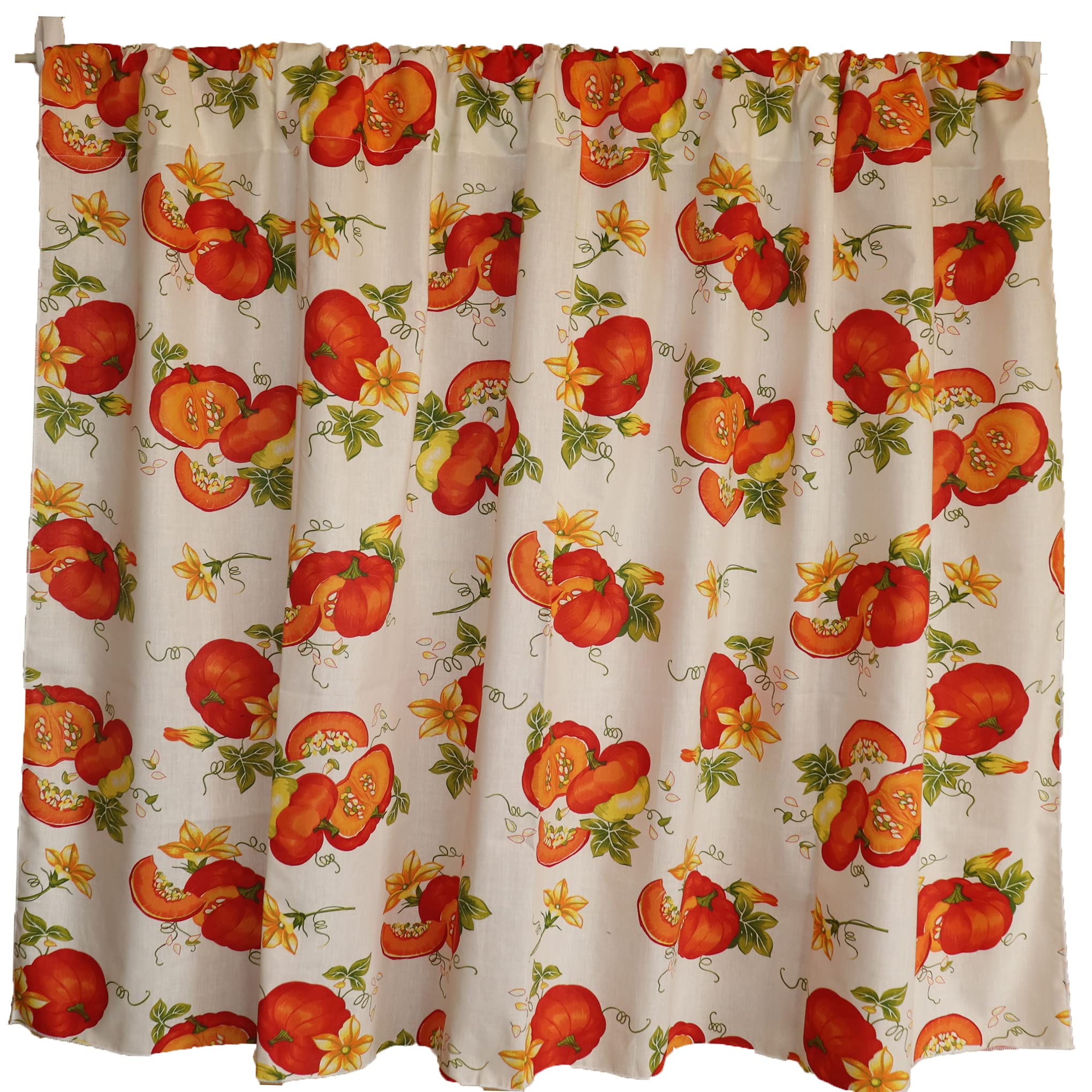 Pumpkin Cotton Curtain Panel - 58x84 Inch Kitchen Window Decor for Photography Backdrop
