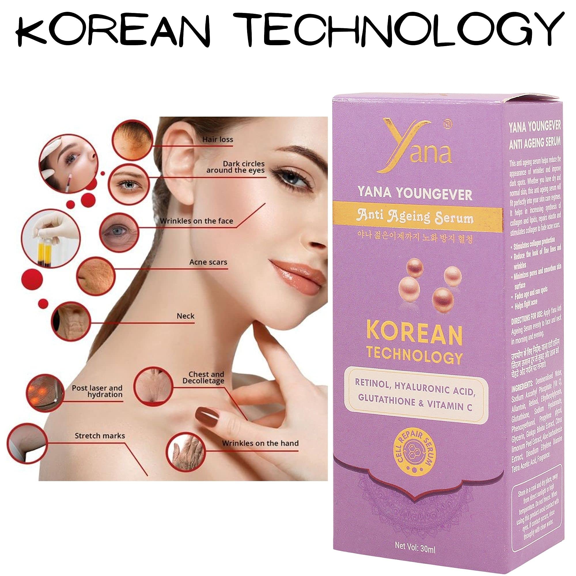 YANA YOUNG Anti-Aging Serum Spray Cream with Korean Retinol Technology - Hydrating Face Mist for Wrinkles & Fine Lines | Perfect for Night Routine & Travel Skincare