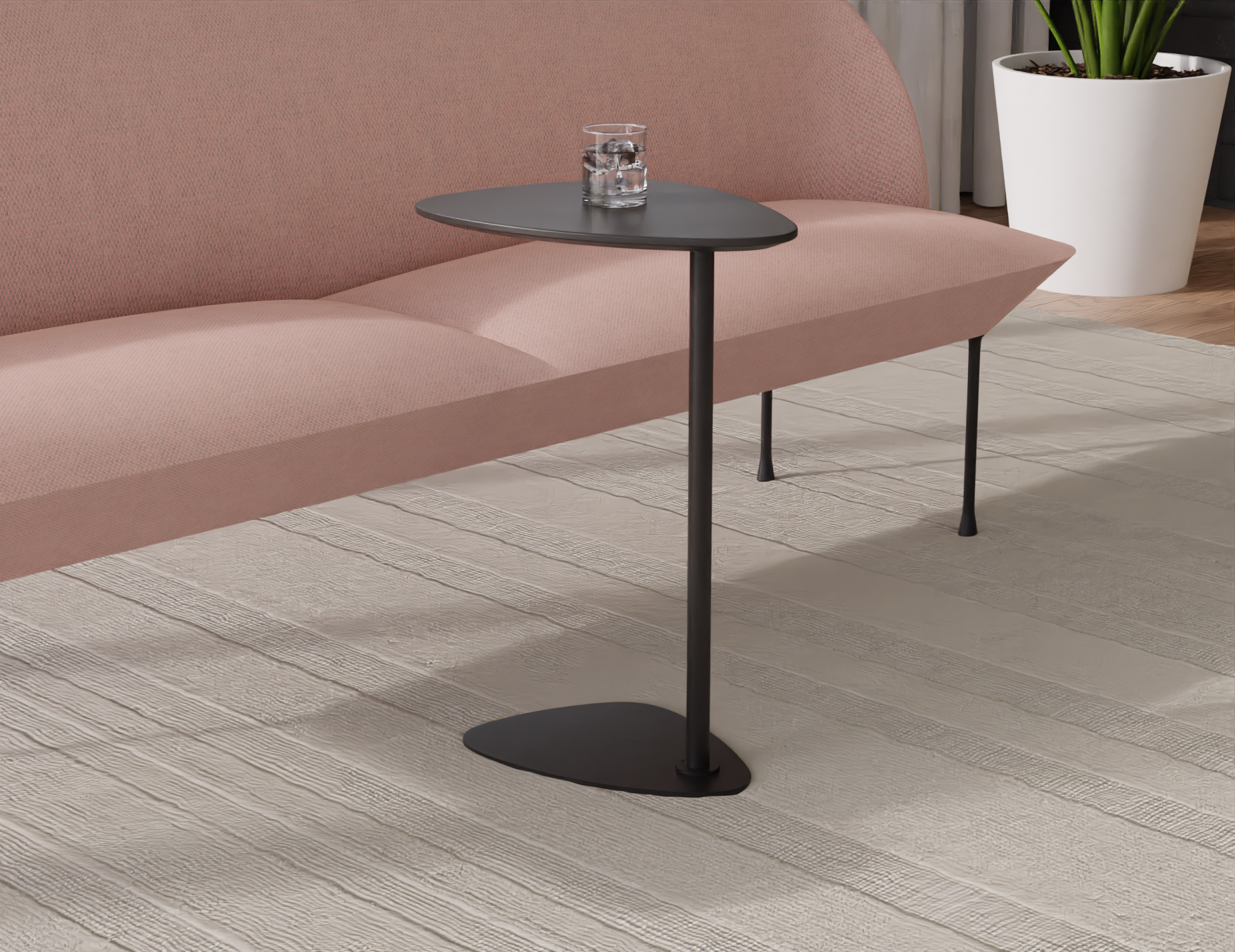 Stylish Black Fringe Side Table - Modern Accent Table for Living Room, Bedroom & Office Decor