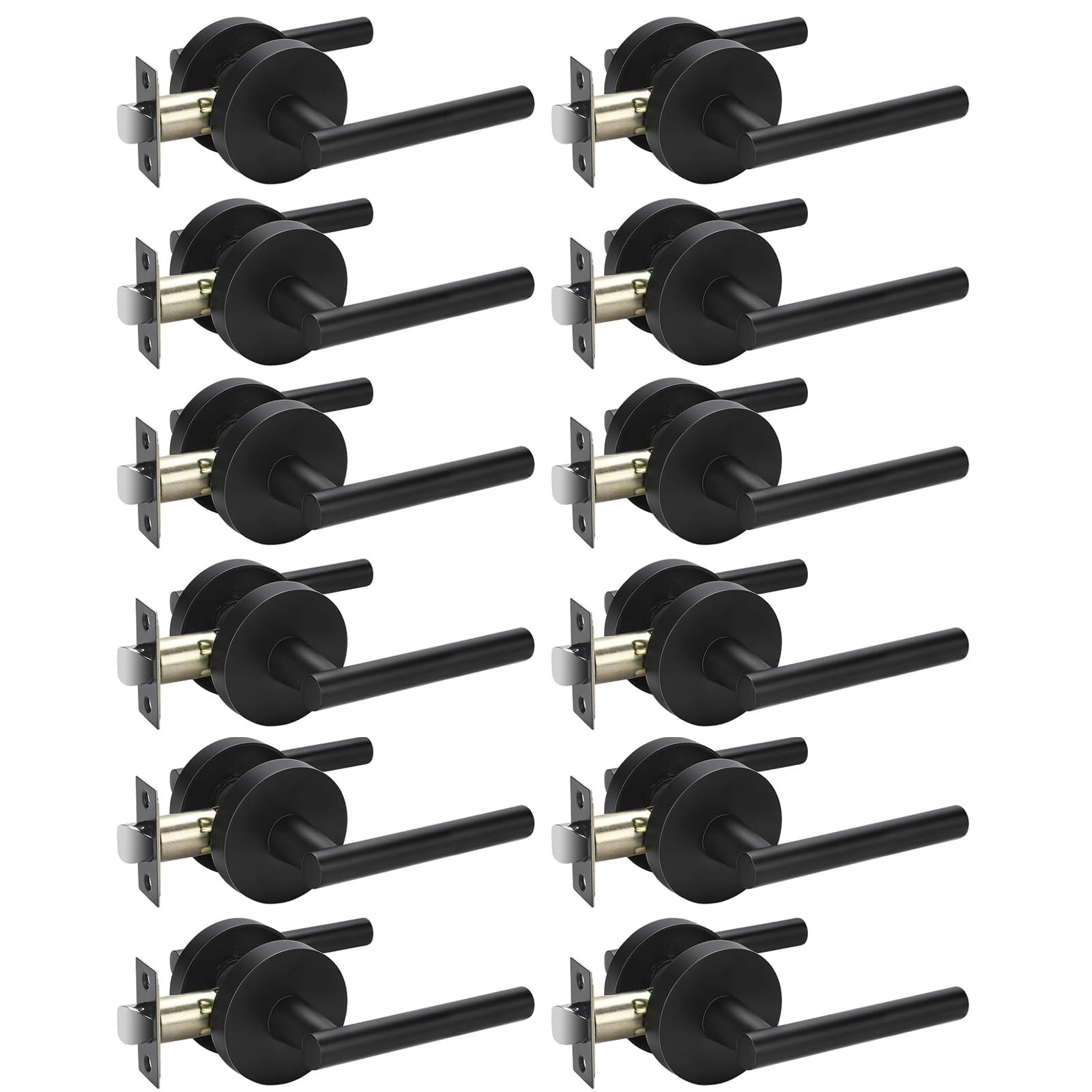 12 Pack Matte Black Passage Door Lever Set - Hall & Closet Door Handles for Hallways, Bedrooms, Laundry Rooms & Interior Doors - Durable & Stylish Hardware for Home & Office Use