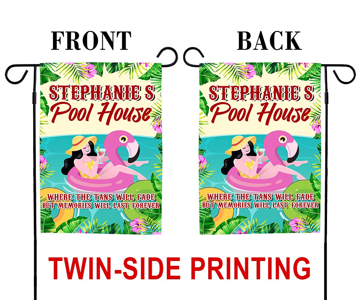 VOTANTA Personalized Custom Name Pool Garden Flag - Welcome to Our Pool, Pool Rules Sign, Funny Pool Party Decoration - 12