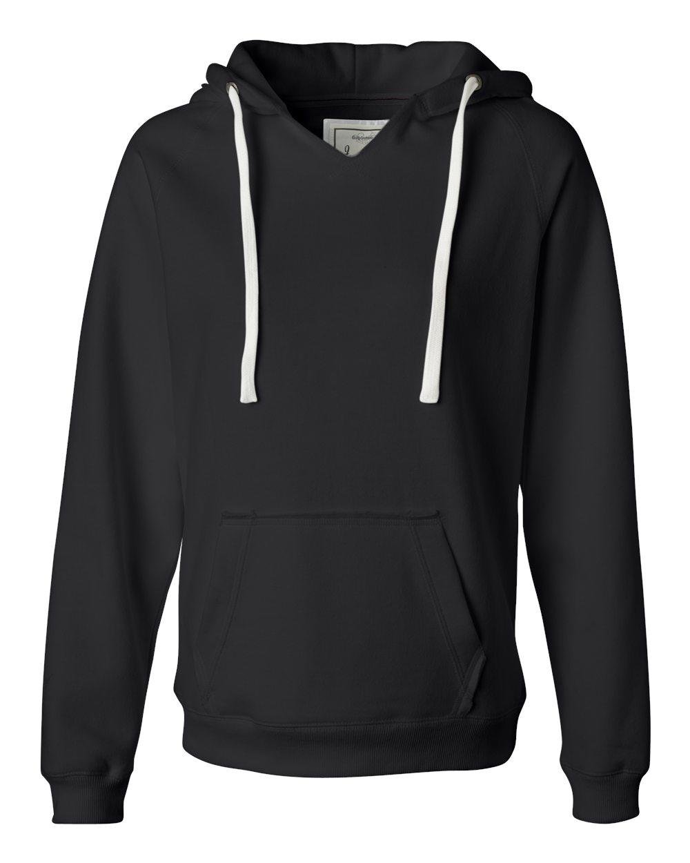 J America Ladies' Sydney Brushed V-Neck Hoodie - Soft Fleece Pullover Sweatshirt, Comfortable & Warm, Size XL, Black - Perfect for Casual Wear, Lounging & Outdoor Activities