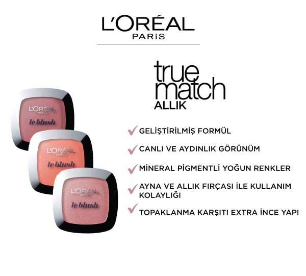 L'Oreal Paris True Match Blush 90 Luminous Rose - Natural-Looking Powder Blush for Cheeks, Buildable & Blendable, Long-Lasting Wear | Perfect for Everyday Makeup & Special Occasions