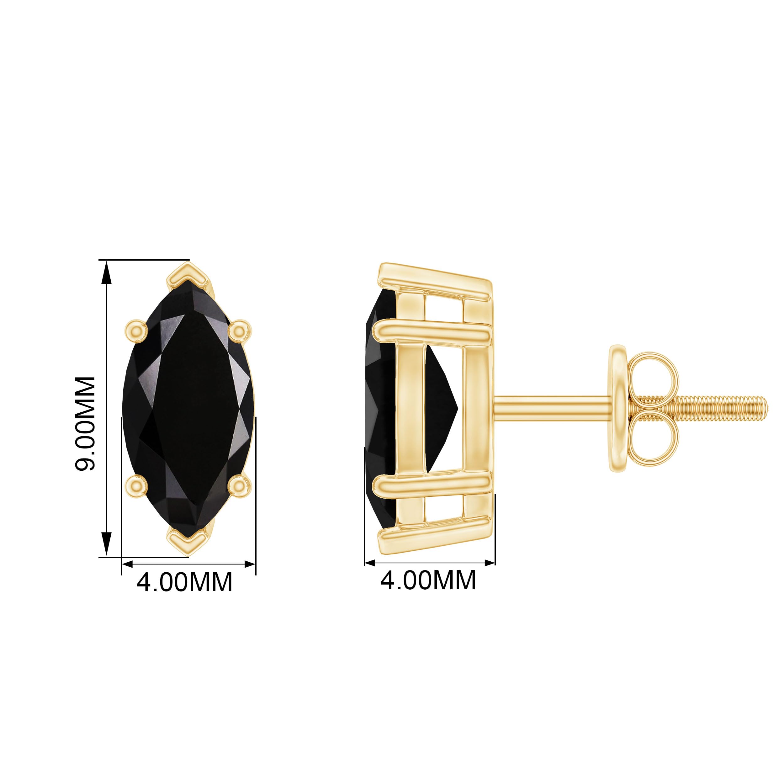 Natural Black Spinel Solitaire Stud Earrings for Women - Hypoallergenic Sterling Silver Earrings - Perfect Birthday, Anniversary & Valentine's Day Jewelry Gift for Her - Elegant Everyday Wear & Special Occasion Accessories