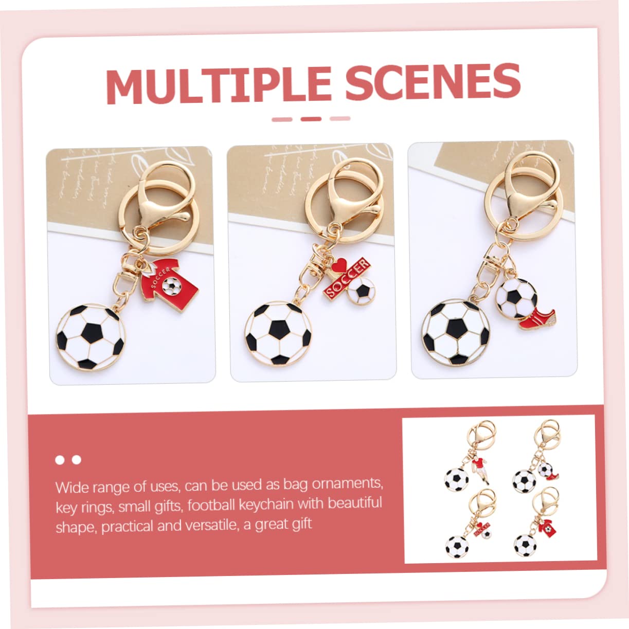 16 Pcs Football Keychain Set - Zinc Alloy Key Rings for Sports Fans & Gifts