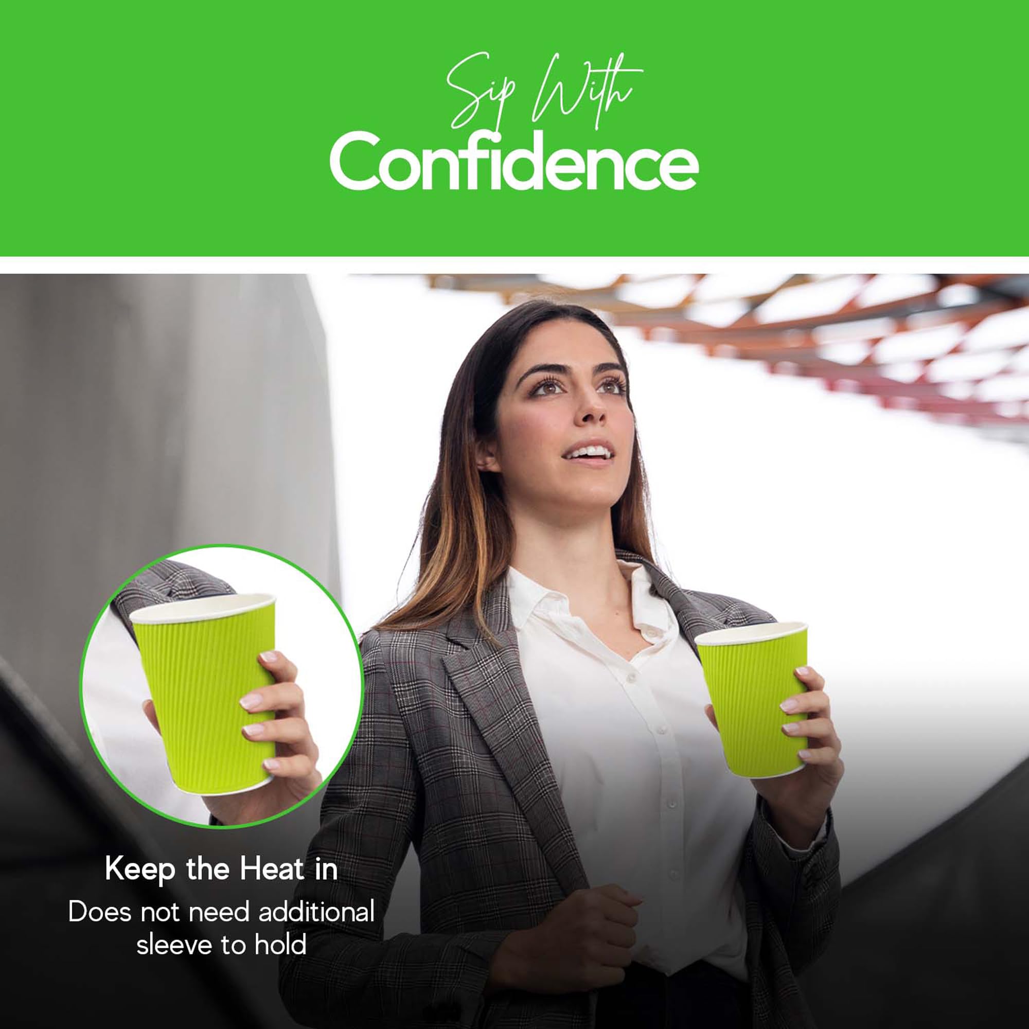 12oz Disposable Coffee Cups - 500 Pack Eco-Friendly Ripple Wall Hot Cups for Coffee, Tea & Hot Beverages | Rolled Rim, Insulated Paper Cups | Lids Sold Separately | Perfect for Cafes, Offices & Events