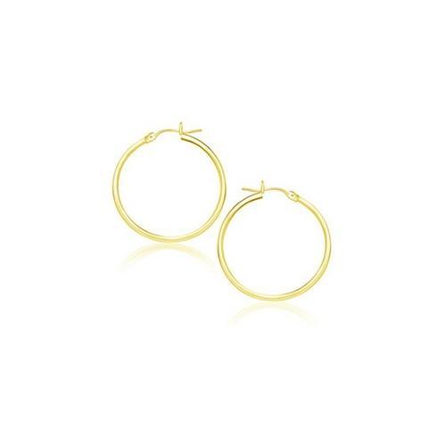 14K Yellow Gold Polished Hoop Earrings - 20mm Classic Circle Earrings for Women, Gift for Her, Everyday Wear & Special Occasions
