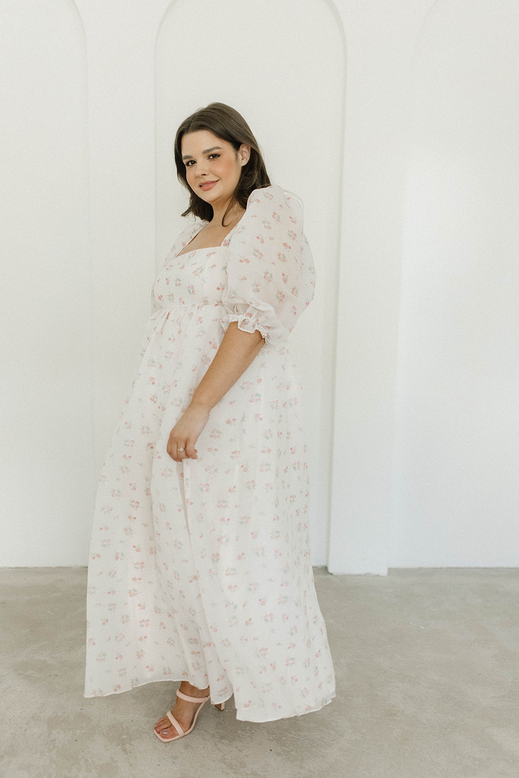 Mona Maxi Dress with Smocking - Blush Floral Print, Bump Friendly Maternity Dress, Inclusive Sizing S-3XL | Perfect for Weddings, Beach Vacations & Summer Outfits