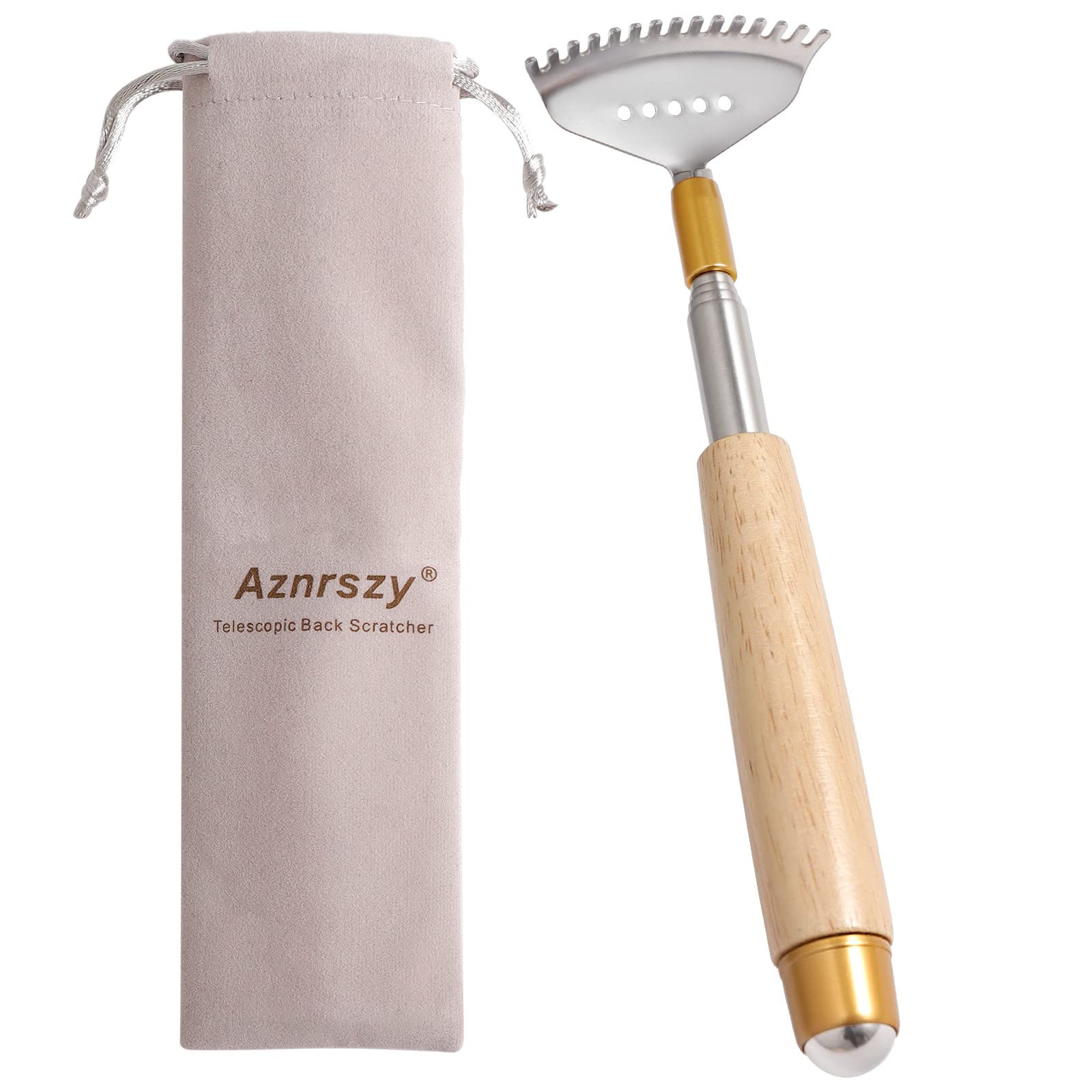 Best Telescoping Back Scratcher for Women & Men - Extendable Wood Handle with Steel Massage Roller & Wide Claw - Adjustable Up to 24 Inches - Perfect for Home, Office, Travel & Gift Giving