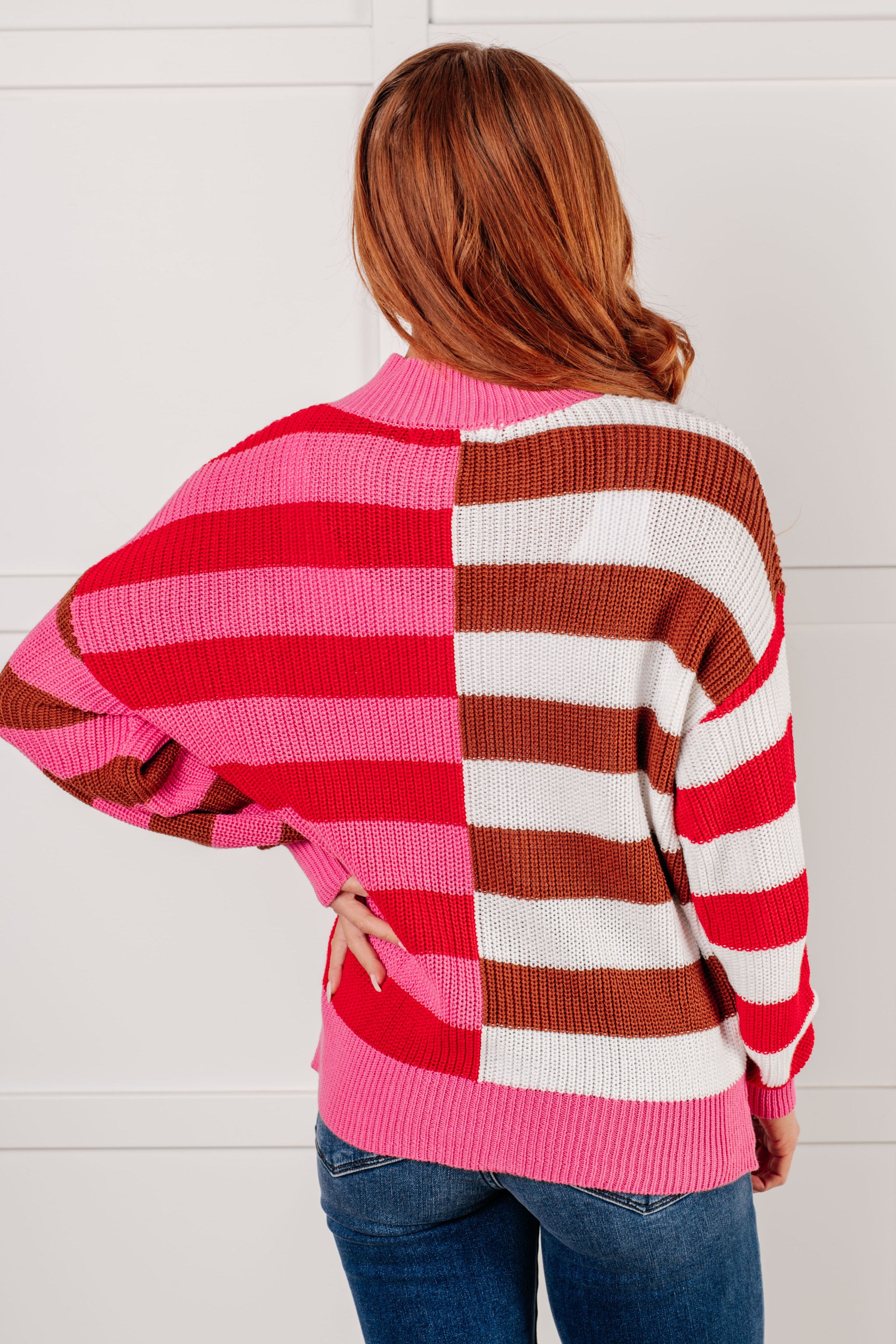 Stylish Color Blocked Stripe Sweater for Women | Trendy Knit Pullover | Perfect for Fall Fashion, Casual Outfits & Office Wear