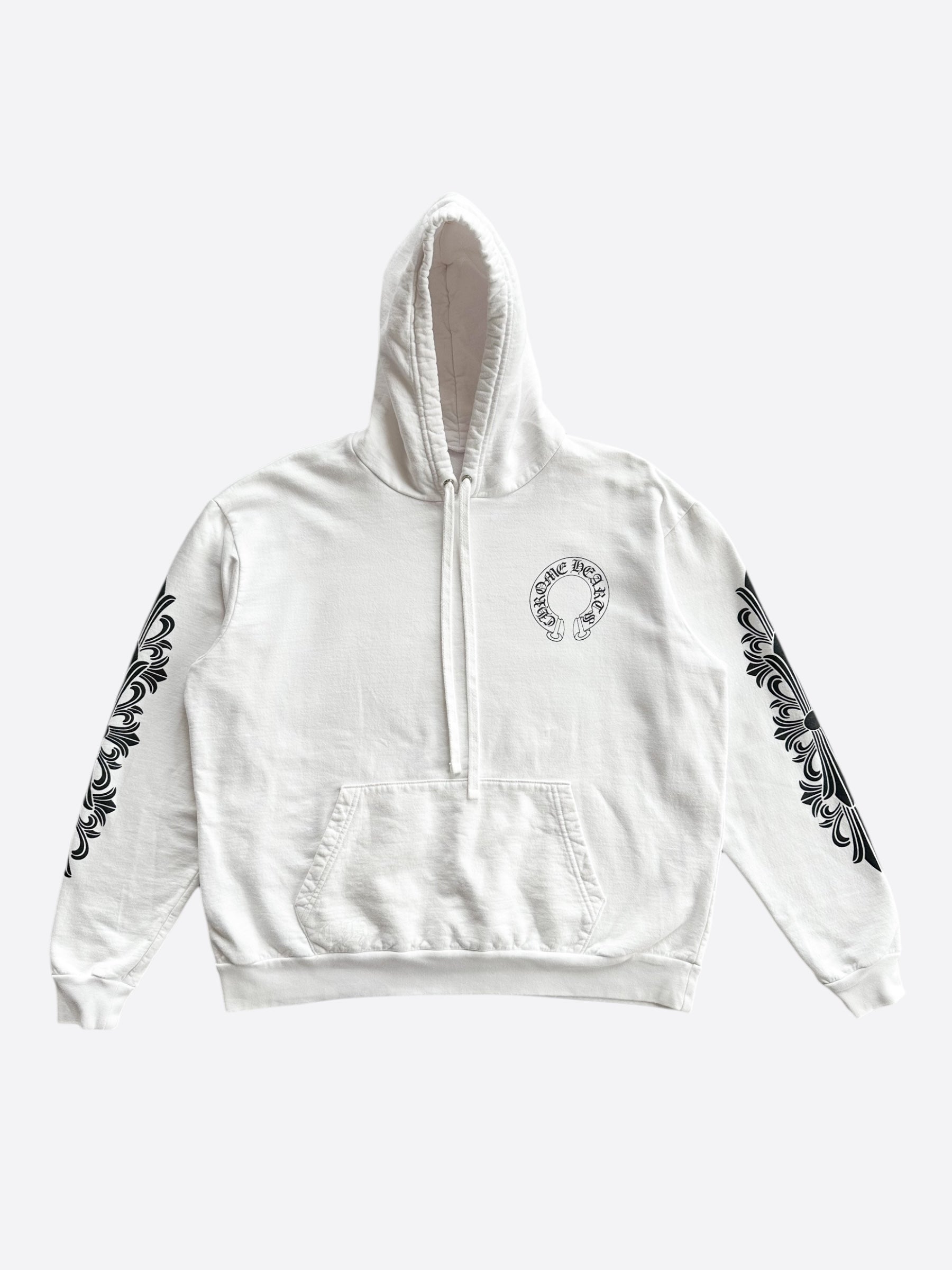 Chrome Hearts White & Black Horseshoe Logo Hoodie for Men & Women | Stylish Streetwear Pullover for Casual Outfits & Urban Fashion