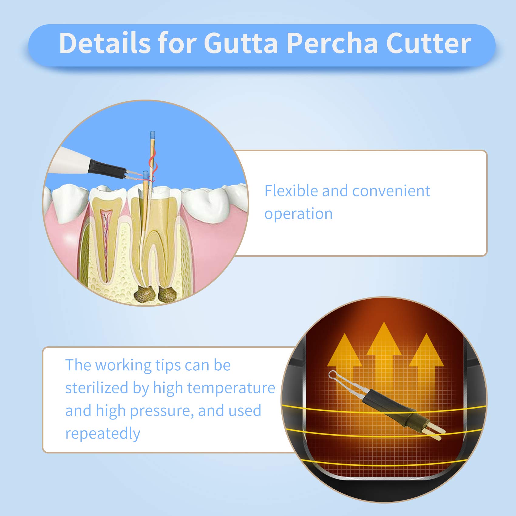 **Premium Dental Gutta Percha Point Cutter with 4 Replaceable Tips – Heated Endodontic Obturation System for Root Canal Filling | Ideal for Dentists & Endodontic Procedures**    *(Use Case: Perfect for precise gutta-percha cutting, root canal sealing, and professional dental treatments in clinics or dental offices.)*