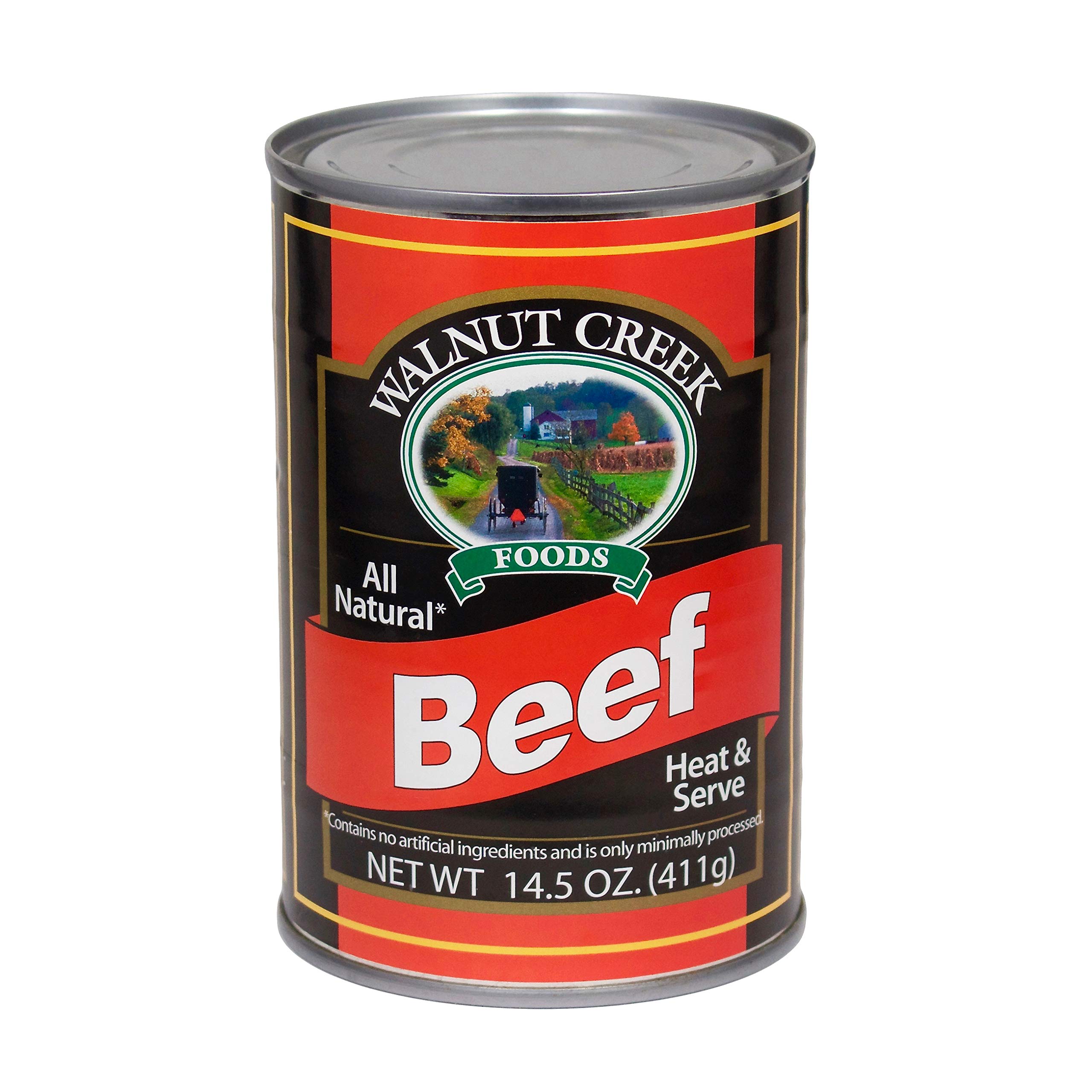 Premium AmishTastes Walnut Creek All-Natural Canned Beef Chunks - 14.5 Oz (Pack of 2) - Ready to Heat & Serve - Perfect for Camping, Emergency Food Supply & Quick Meals