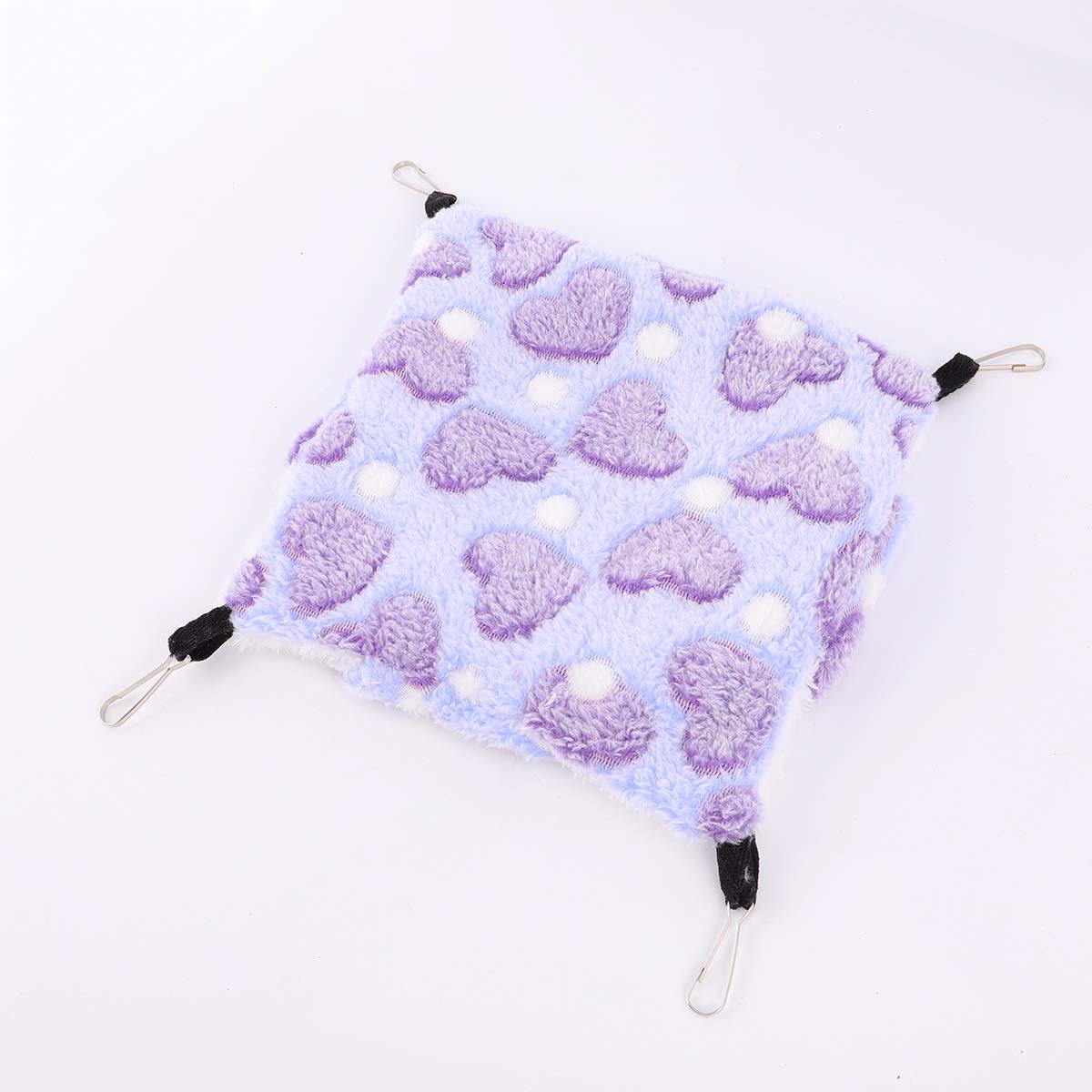 Warm Hanging Pet Bed - Soft Plush Double Layer for Dogs & Cats - Purple Heart Print (20x20) for Cozy Home Comfort