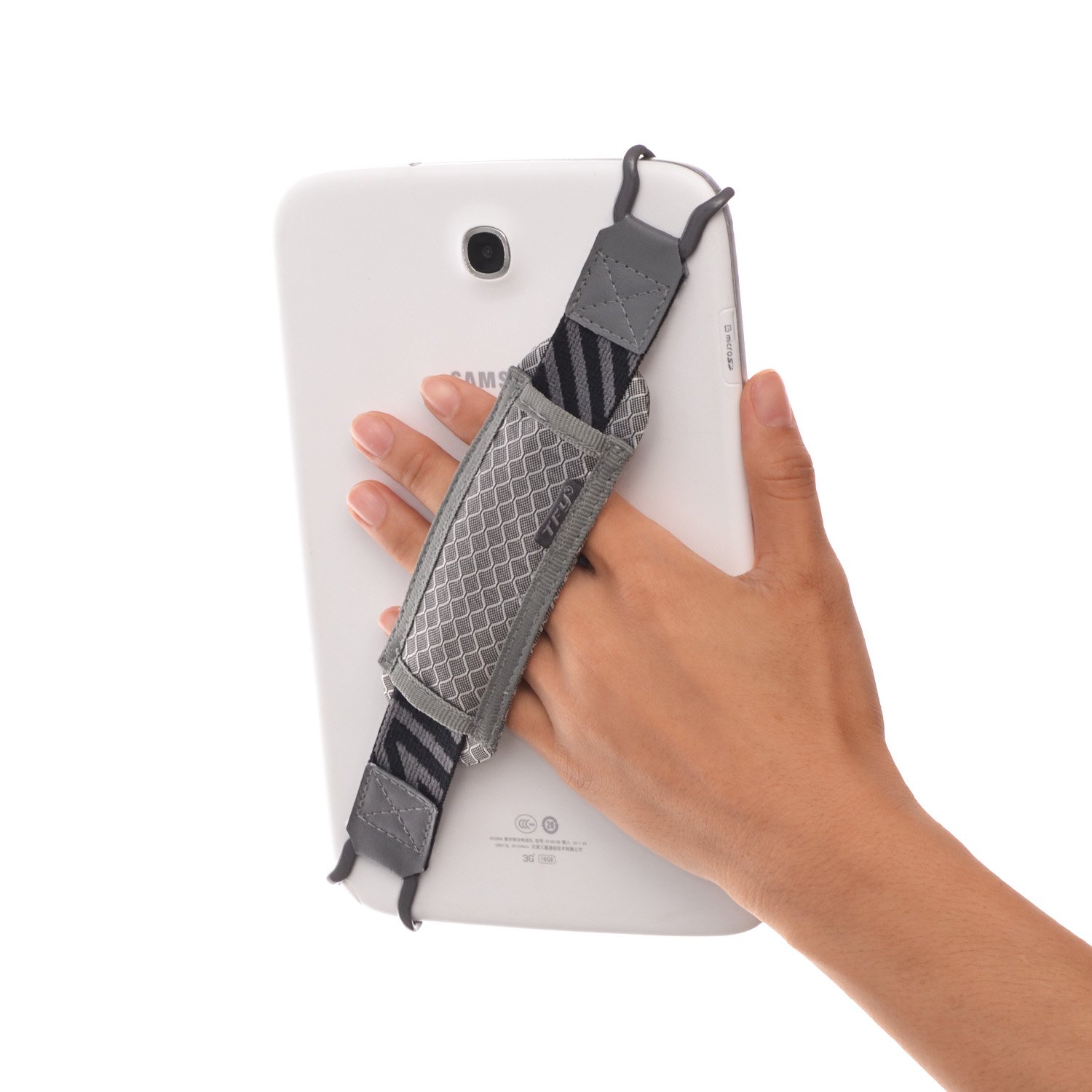 TFY Tablet Security Hand Strap Holder - Universal Grip for iPad, iPad Air, iPad Pro, Samsung & Nexus Tablets (Gray) | Anti-Slip Design for Reading, Gaming & Outdoor Use
