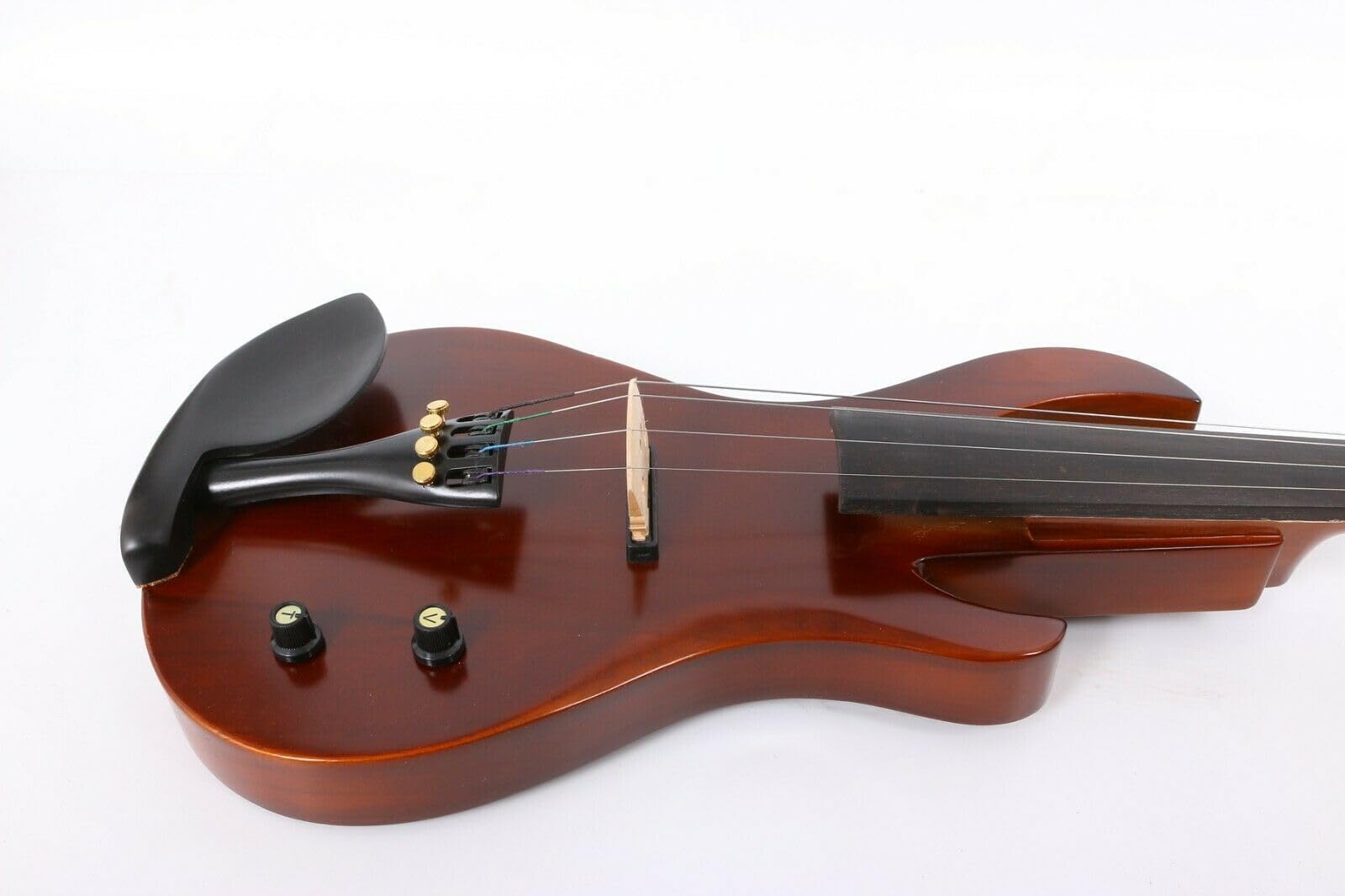 **4/4 Full Size Electric Violin Kit – Solid Wood Body, Ebony Fittings, Powerful Sound with Case & Bow (4-String, Red) – Perfect for Silent Practice, Live Performances & Studio Recording**