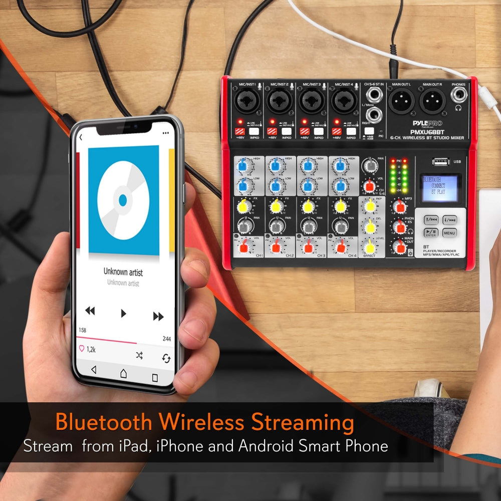 Professional Bluetooth DJ Mixer for Studio Recording & Live Performance - High-Quality Audio Mixing for DJs, Musicians & Producers