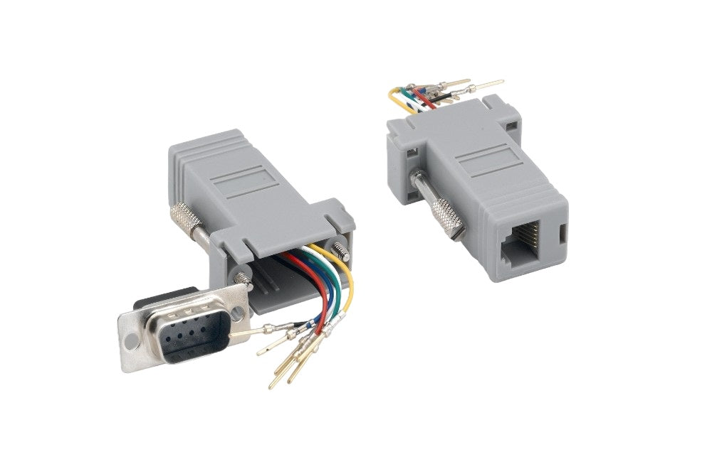 10-Pack DB9 Male to RJ12 (6P6C) Female Modular Adapter - Gray | Serial Port to Telephone Line Converter for Networking, POS Systems & Industrial Equipment