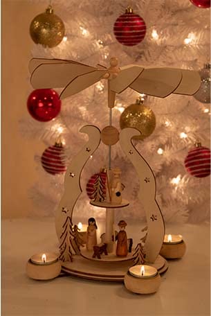 Clever Creations 21-Inch Brown Two-Tier Wooden Nativity Christmas Pyramid - Traditional Holiday Decoration for Shelves, Tables & Mantels - Perfect for Home, Office & Church Christmas Decor