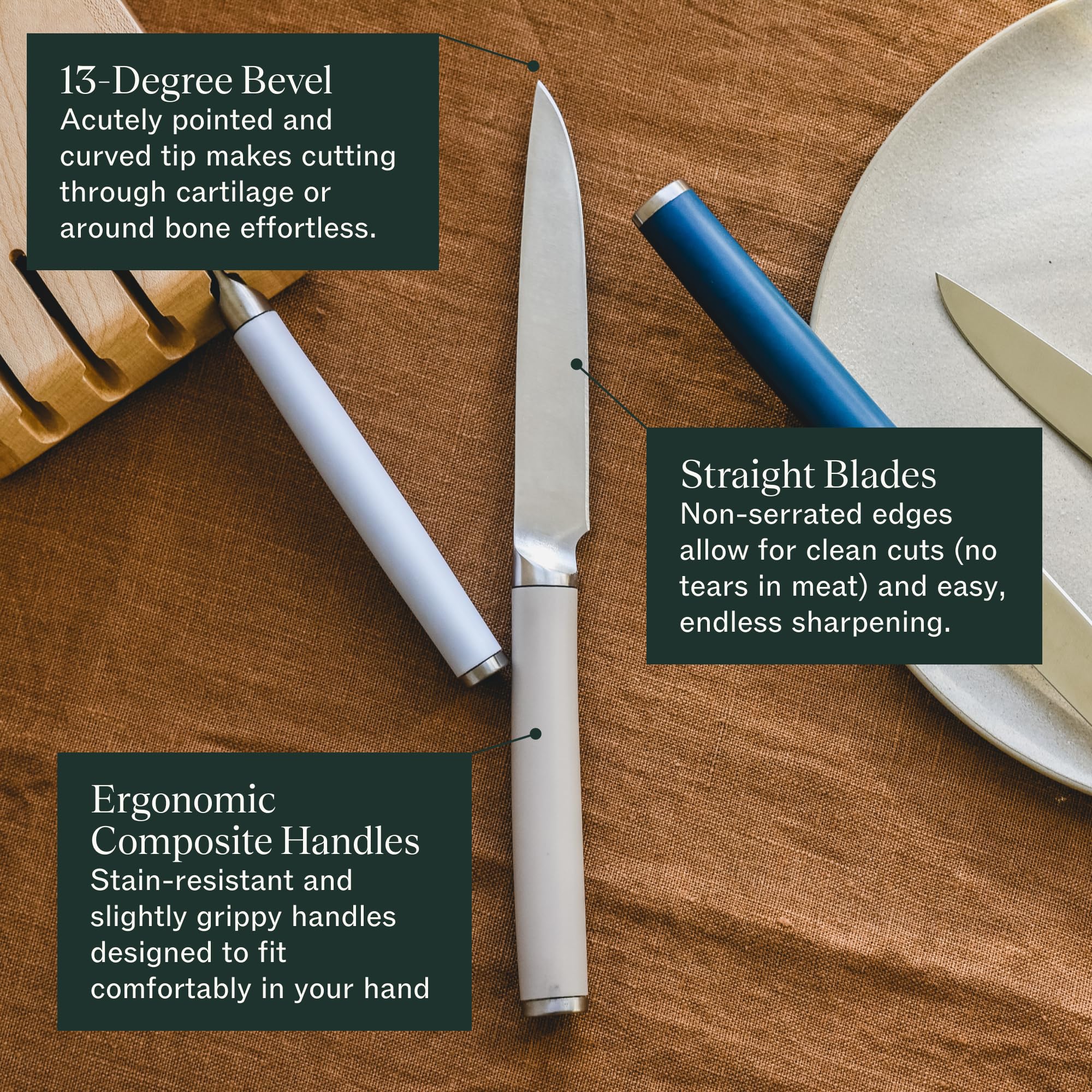 Premium Stainless Steel Steak Knives Set of 4 - Razor Sharp Blades with Matte Finish - Dishwasher Safe & Rust Resistant - Perfect for Steak Dinners, BBQ Parties & Fine Dining Experience