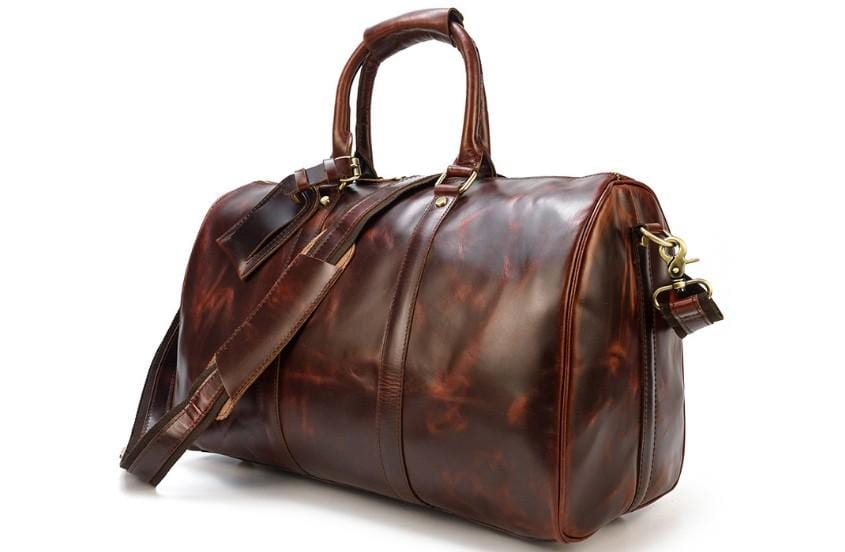 Premium Leather Travel Bag - Durable Luggage Duffel & Weekender Carry-On for Men & Women - Perfect for Gym, Business Trips & Weekend Getaways