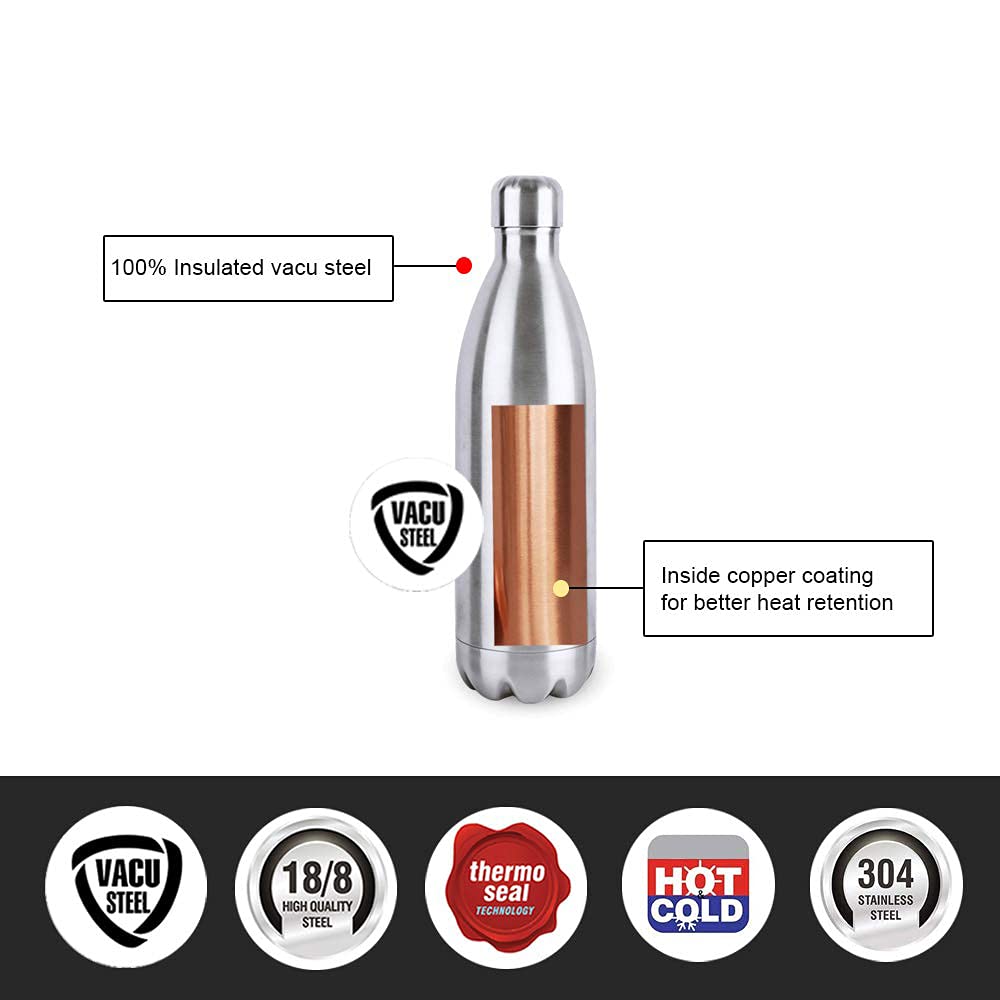 1. Cello Maestro Vacuum Insulated Stainless Steel Water Bottle - 750ml, Grey - Keeps Drinks Hot/Cold for 24 Hours - Perfect for Hiking, Gym & Office    2. Cello Swift Vacuum Insulated Stainless Steel Water Bottle - 1000ml, Silver - 24-Hour Temperature Retention - Ideal for Camping, Travel & Everyday Use