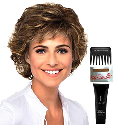 Estetica Bundle - 5 Piece Wig Care Kit: Diana Synthetic Wig, Christy's Wigs Q&A Guidebook, 2oz Travel Size Wig Shampoo, Wig Cap & Wide Tooth Comb (Color R14/8H) - Perfect for Travel, Cosplay & Everyday Hair Styling