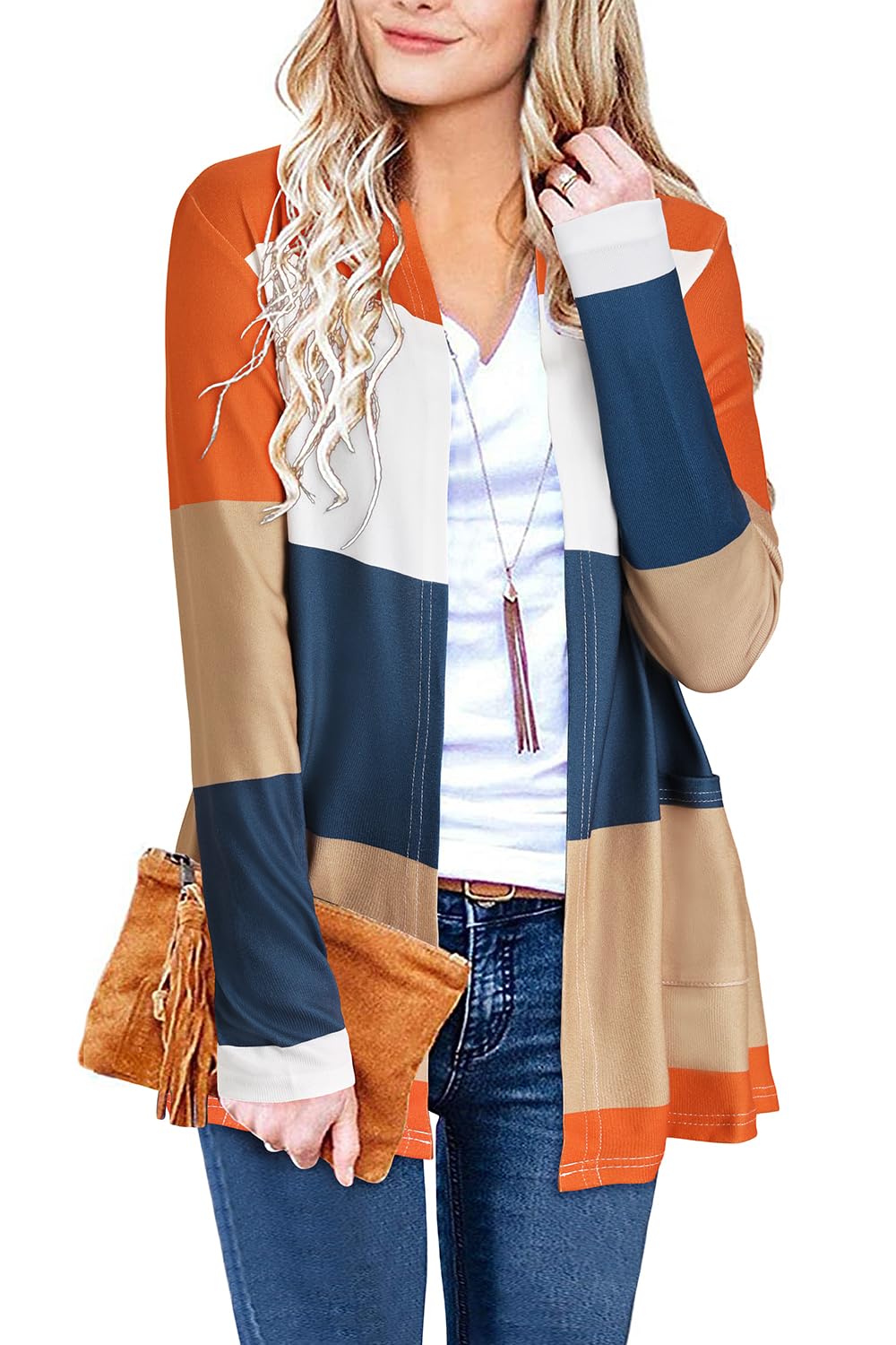 ULTRANICE Women's Lightweight Knit Cardigan Sweater 2024 - Trendy Long Sleeve Casual Open Front Cardigan with Pockets | Perfect for Office, Layering & Fall Fashion (Sizes S/M)