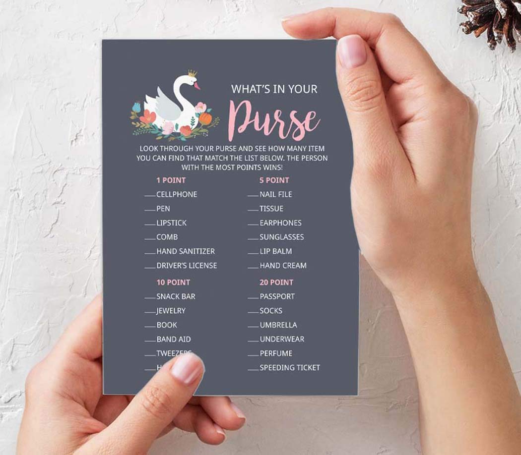 Bachelorette Party Games Set - 4 Fun Bridal Shower Games (50 Sheets Each) | Swan Theme | Perfect for Wedding Showers & Girls Night Out