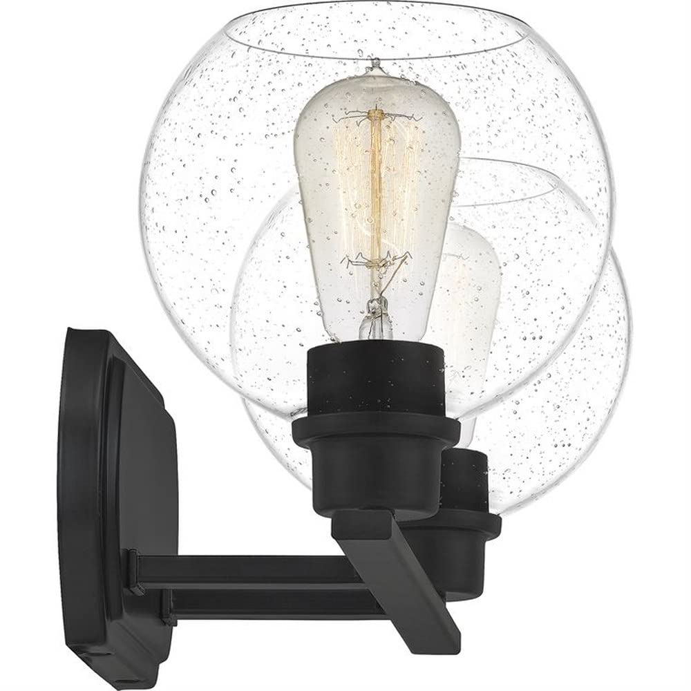 2-Light Transitional Vanity Light Fixture - Matte Black Bathroom Sconce with Clear Glass Shades - Perfect for Bathroom, Powder Room & Dressing Area Lighting - Model 71-Bel-3383659