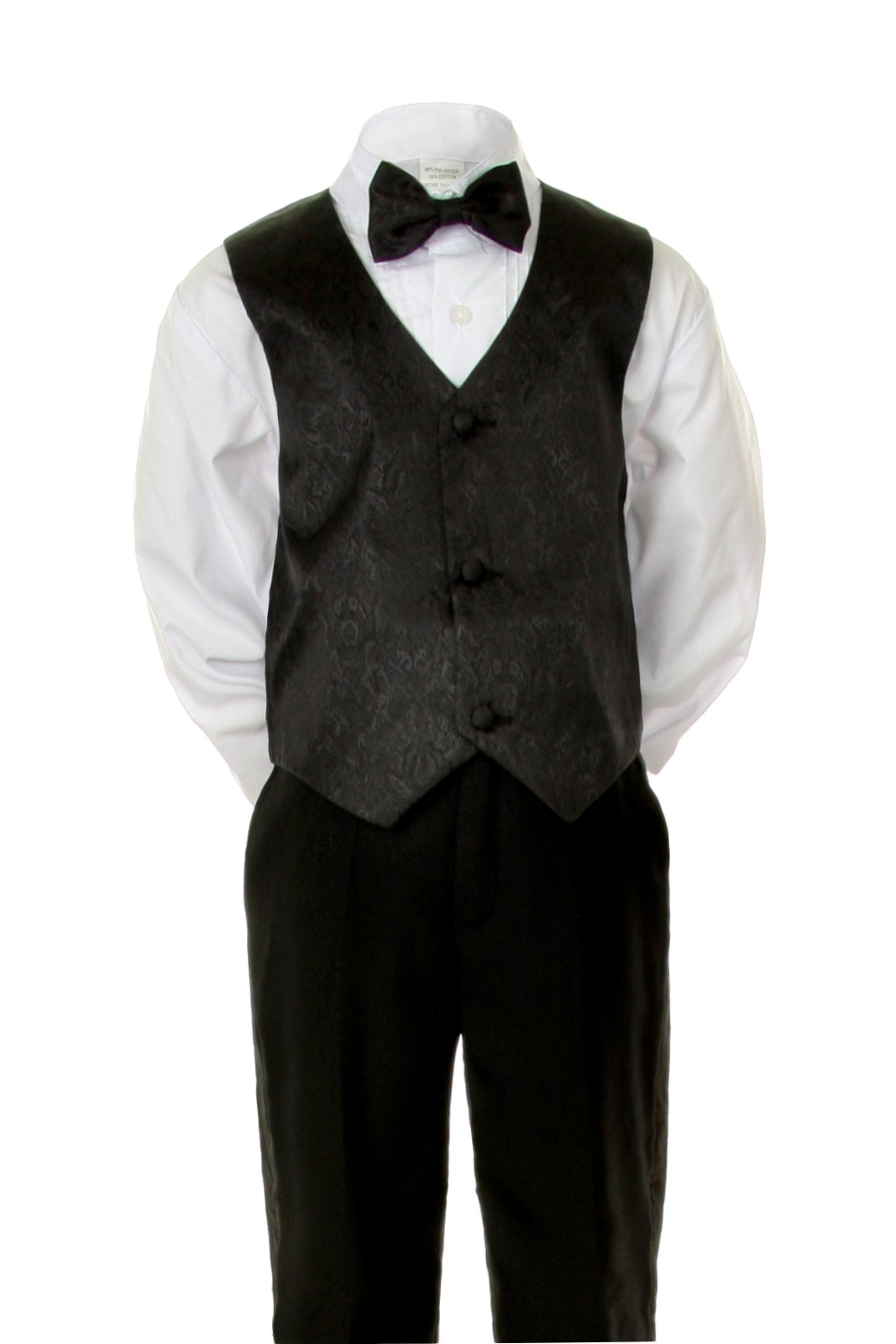 Unotuc Boys' Black Paisley Tuxedo Suit - Formal Wear for Baby to Teen | Perfect for Weddings, Parties & Special Occasions