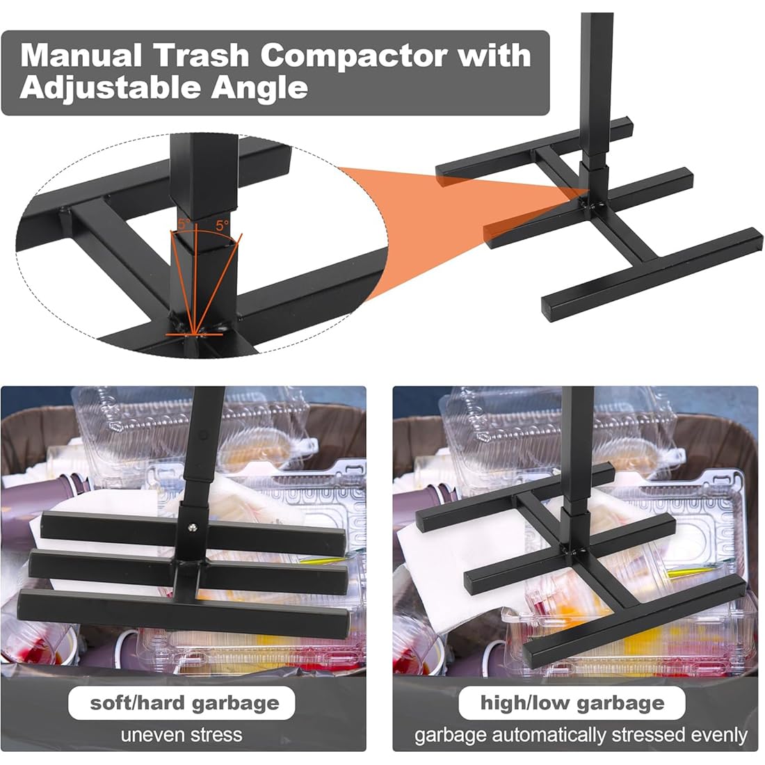 Wastemate Bin Compactor 2025 - Touchless Manual Trash Can Compactor for Household & Wheelie Bins | Space-Saving Waste Management Solution for Kitchen, Garage & Outdoor Use (1 Pack)